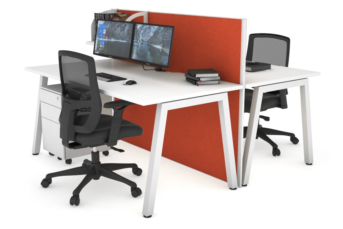 Horizon Quadro 2-Person Office Workstation Bench with A-Legs - 1200L x 800W Dimensions, Cable Management Scallop - Perfect for Shared Workspaces & Collaborative Office Environments