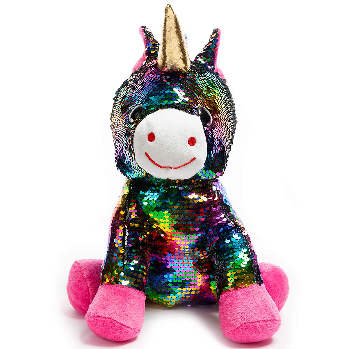 HollyHOME 12-Inch Reversible Rainbow Sequins Unicorn Stuffed Animal Toy - Soft Plush Gift for Kids Birthday, Christmas & Party Favors | Great for Playtime, Room Decor & Stress Relief