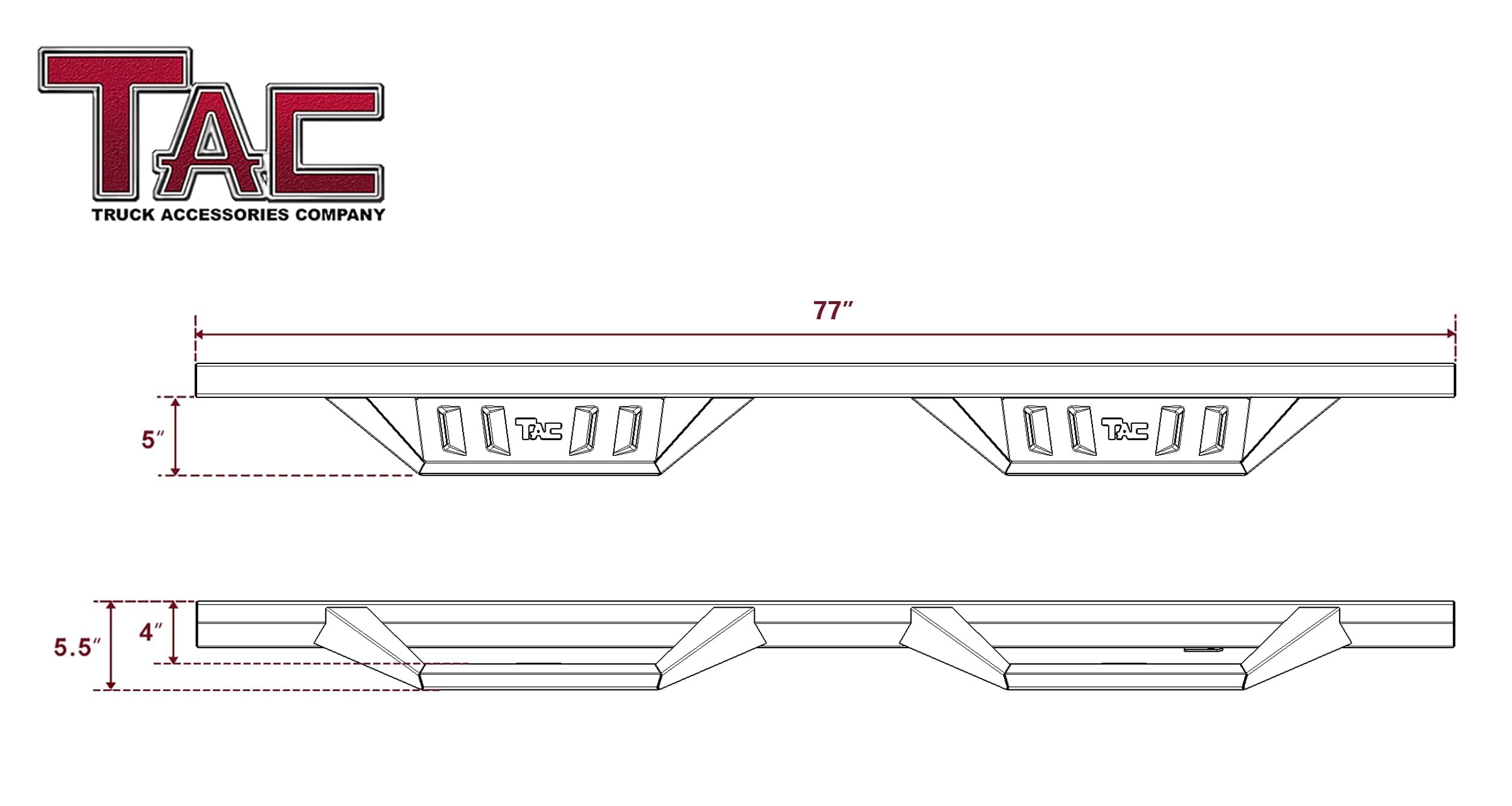 TAC Sidewinder Running Boards for 2024-2025 Toyota Tacoma Double Cab & Hybrid - 4