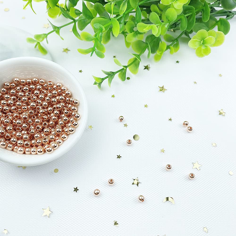 3000pcs 4mm Smooth Round Spacer Beads - Gold Silver Rose Gold Jewelry Beads for DIY Bracelets, Necklaces, Earrings - Perfect for Jewelry Making & Craft Projects