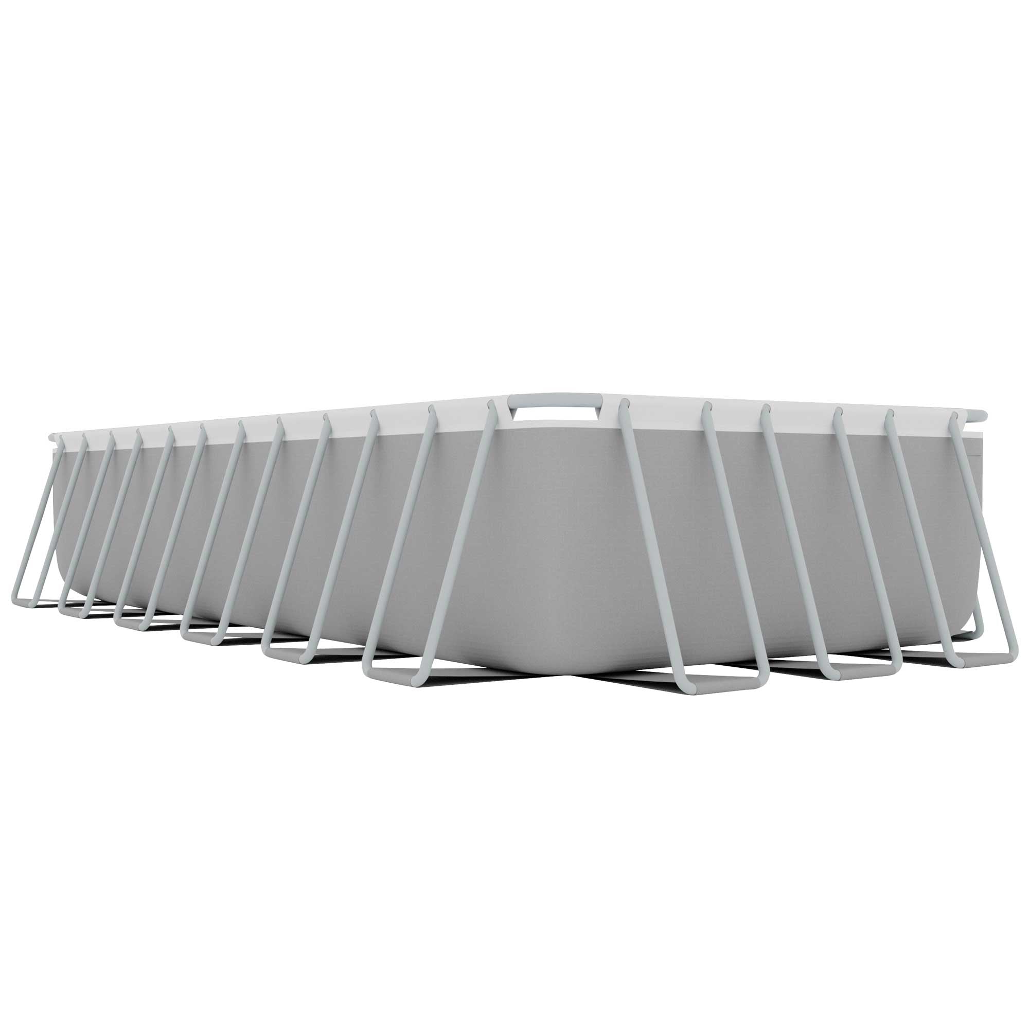 Dellonda 25ft Deluxe Steel Frame Above Ground Swimming Pool with Step Ladder, Pool Cover & Sand Filter Pump | Rectangular Backyard Pool for Family Fun, Summer Parties & Outdoor Relaxation | DL151