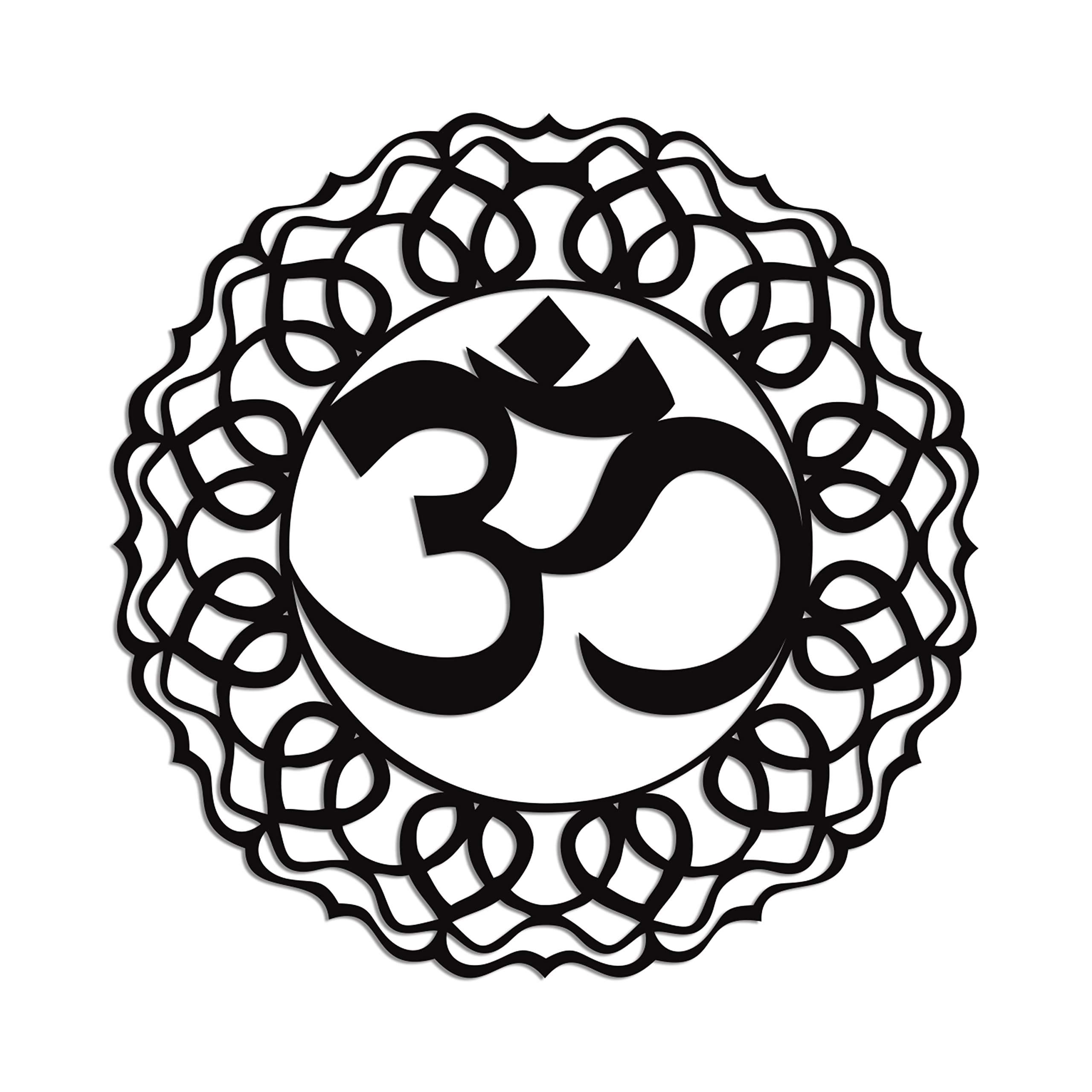 DEKADRON Metal Wall Art - Black Aum Symbol & Mandala Yoga Decor (24