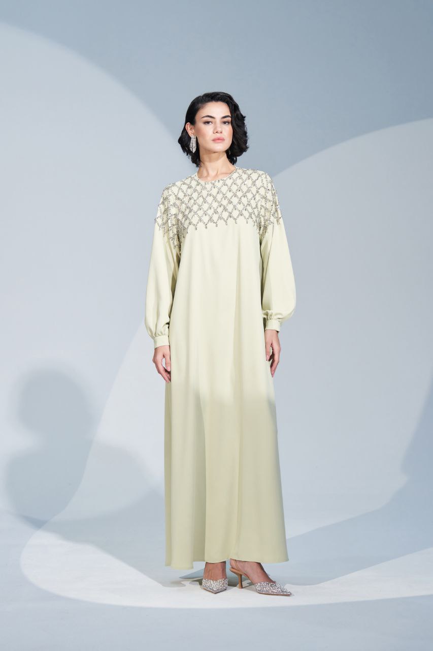 Elegant Rhinestone Embellished Abaya Dress for Women - Available in 3 Colors (Black, Navy, Burgundy) | Perfect for Eid, Weddings & Special Occasions