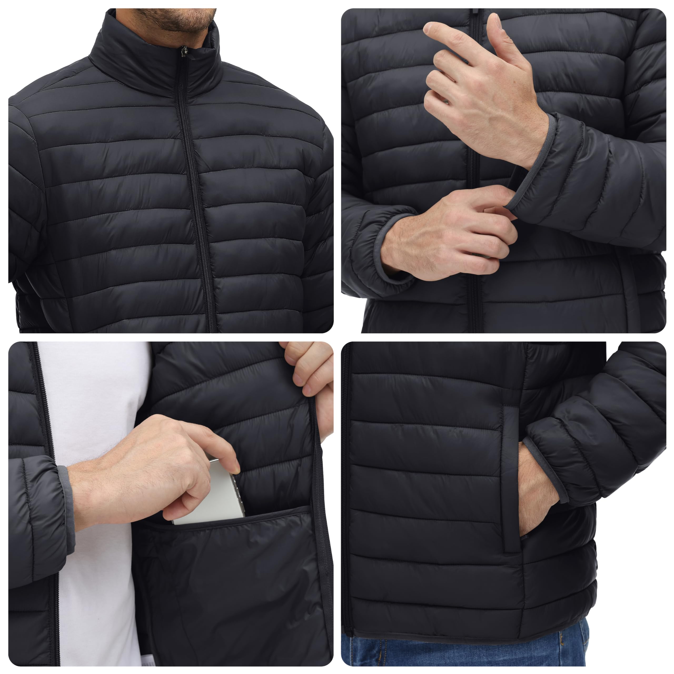 MAGINVIT Men's Lightweight Puffer Jacket - Windproof, Water-Repellent Quilted Coat for Winter, Fall & Spring | Warm Windbreaker for Outdoor Activities, Hiking & Travel