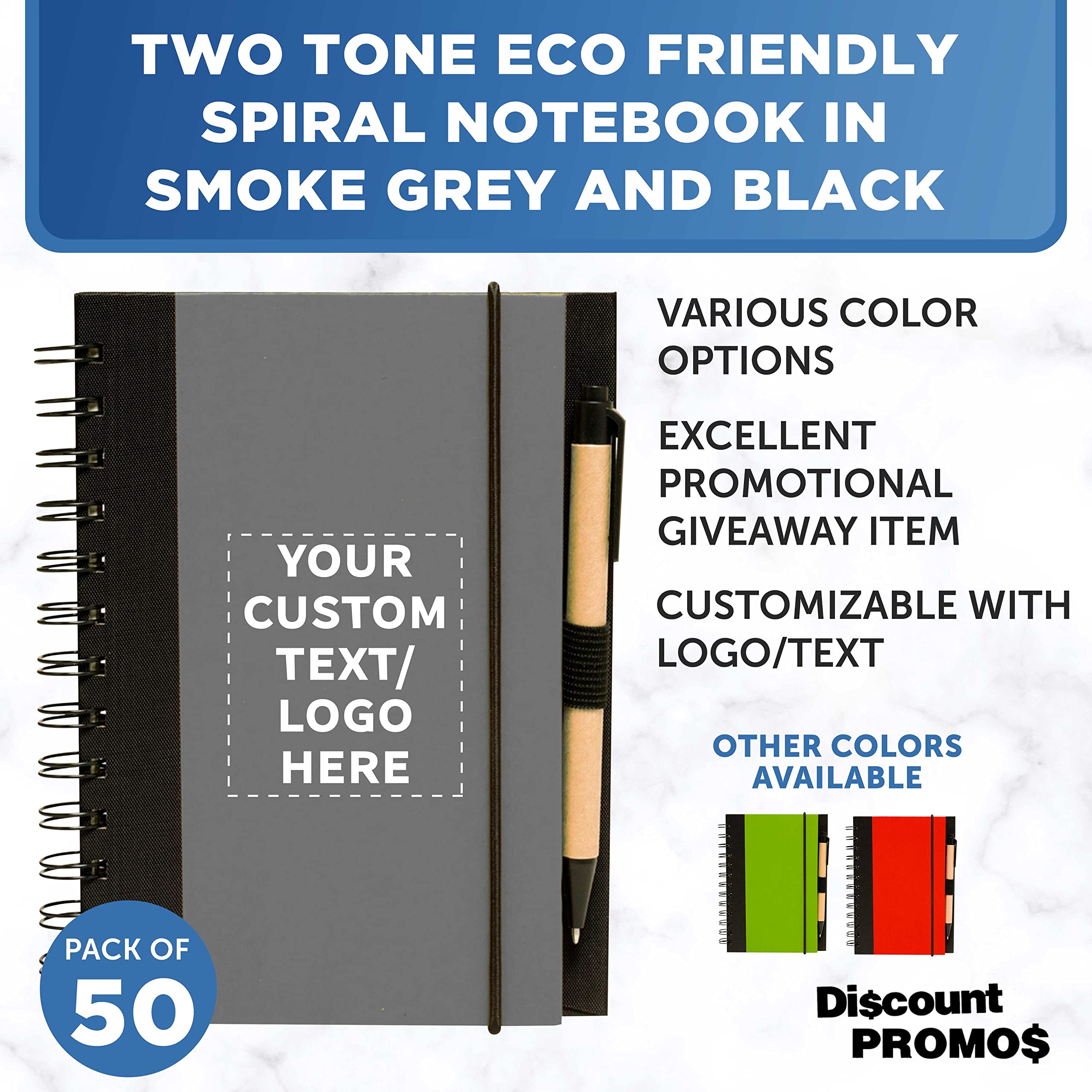 Custom Eco-Friendly Block Notebooks with Pens - 50-Pack Bulk Set, Personalized for Office, School & Business - Perfect for Meetings, Notes & Gifts - Smoke-Free Design