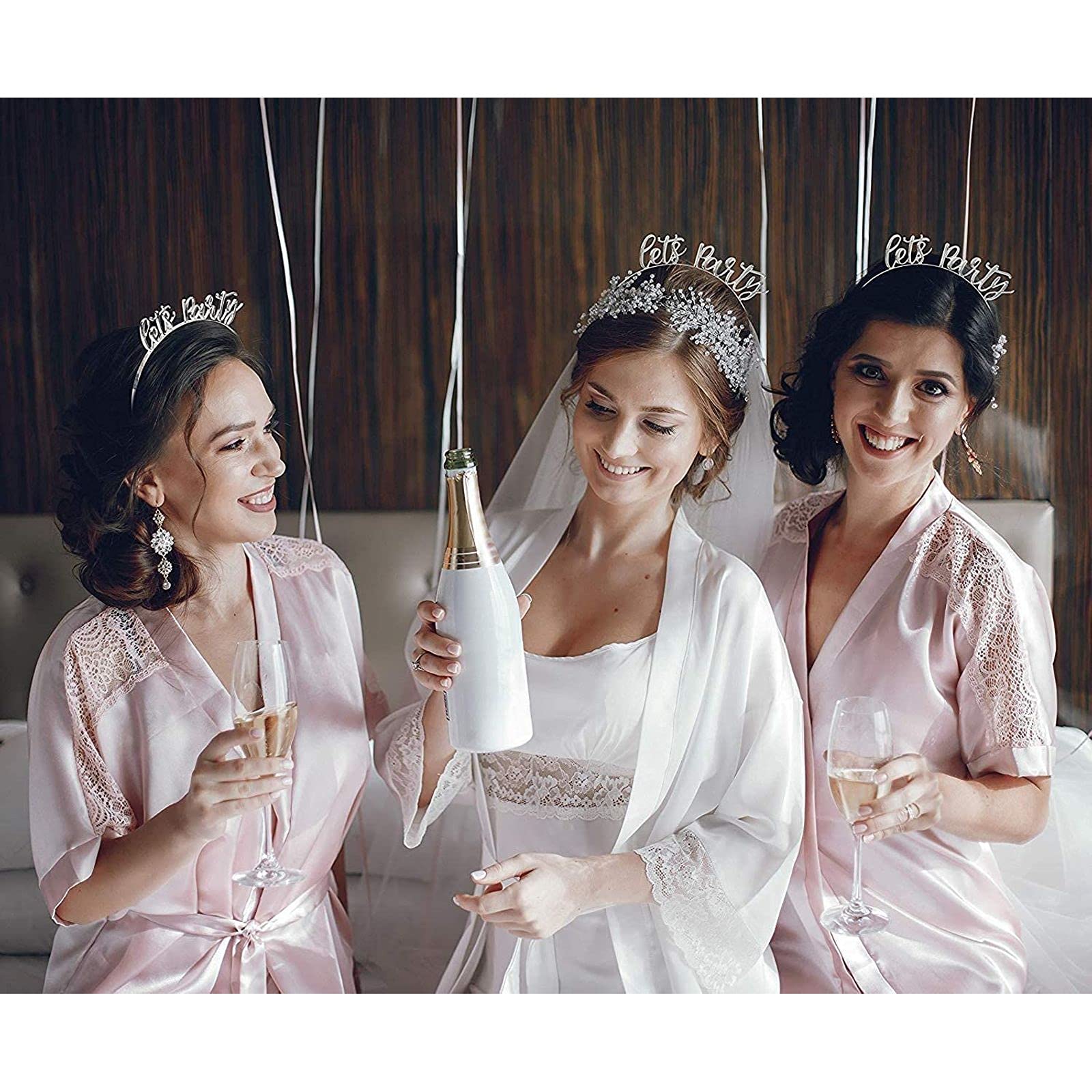 Juvale Let's Party Headbands - 6 Pack Metallic Silver Hair Accessories for Teens & Adults - Perfect for Birthday Parties, Bachelorette Events & Festivals
