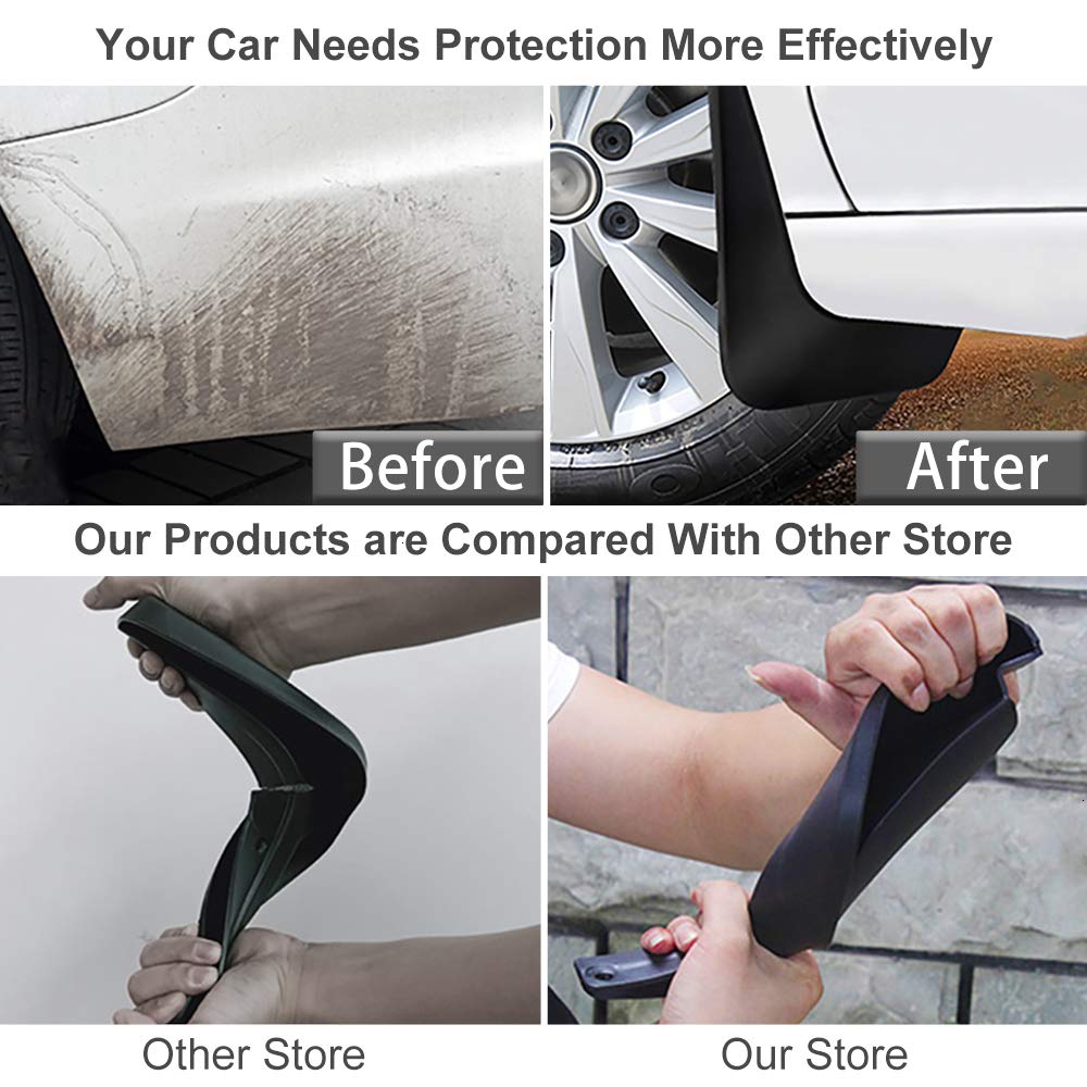 4 PCS Front & Rear Car Mud Flaps for Jeep Wrangler JK (2007-2017) - Heavy Duty Fender Mud Guards Splash Protection Accessories - Perfect for Off-Roading, Daily Driving & All-Weather Protection