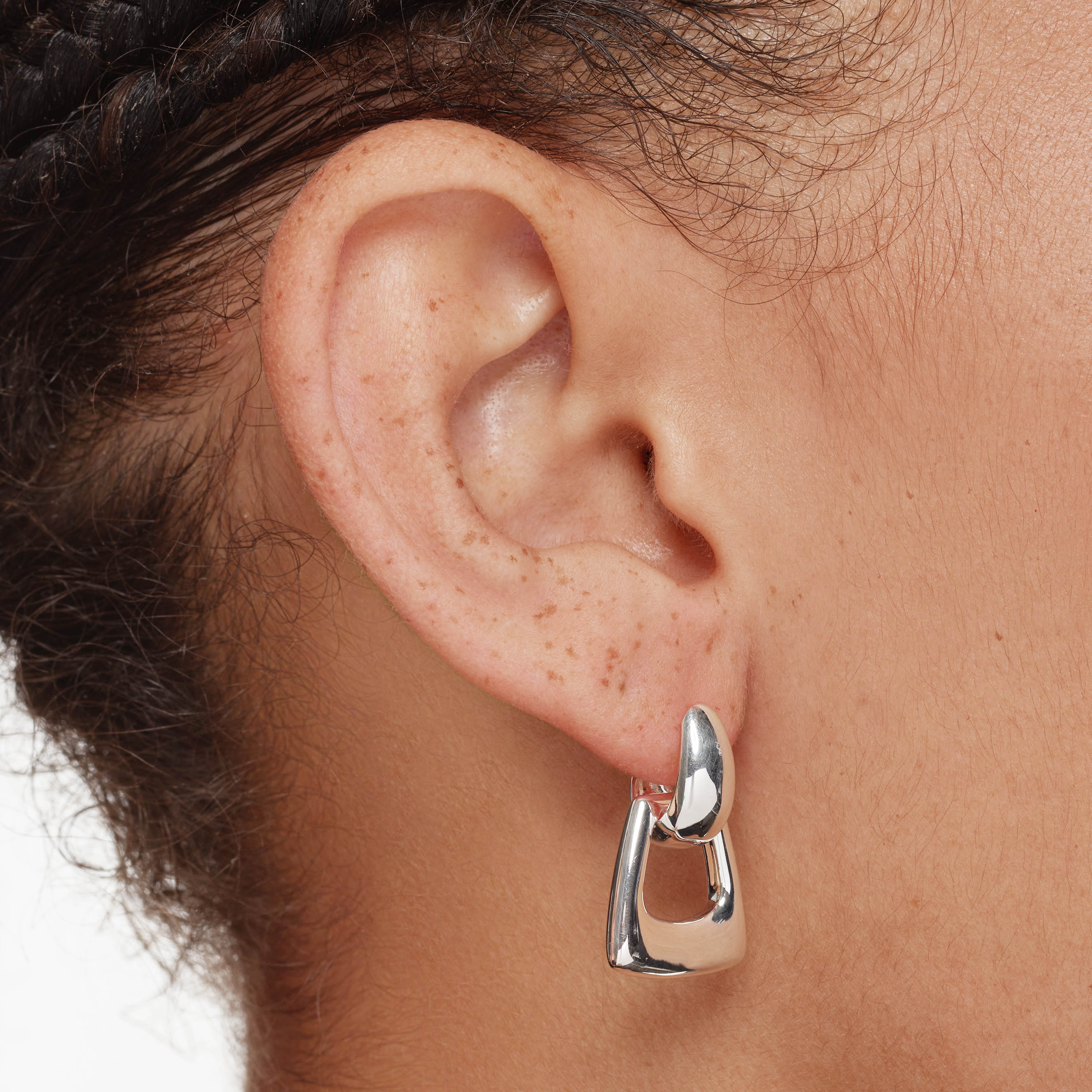 Silver Doorknocker Hoop Stud Earrings for Women - Elegant Dangle Earrings for Parties, Weddings & Everyday Wear