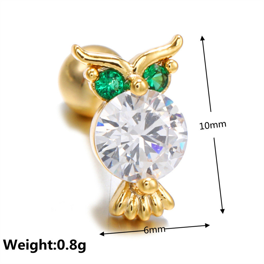 20G Tiny Cartilage Owl Stud Earrings - Hypoallergenic Stainless Steel Piercing Jewelry for Helix, Tragus & Lobe - Perfect for Everyday Wear & Gifts