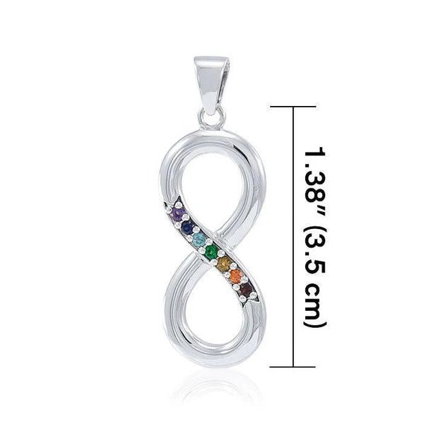 Infinite Strength Sterling Silver Recovery Pendant with Multi Stone Inlay - Spiritual Healing Jewelry for Addiction Recovery & Emotional Support - Perfect for Gifts & Daily Wear (TPD4457)