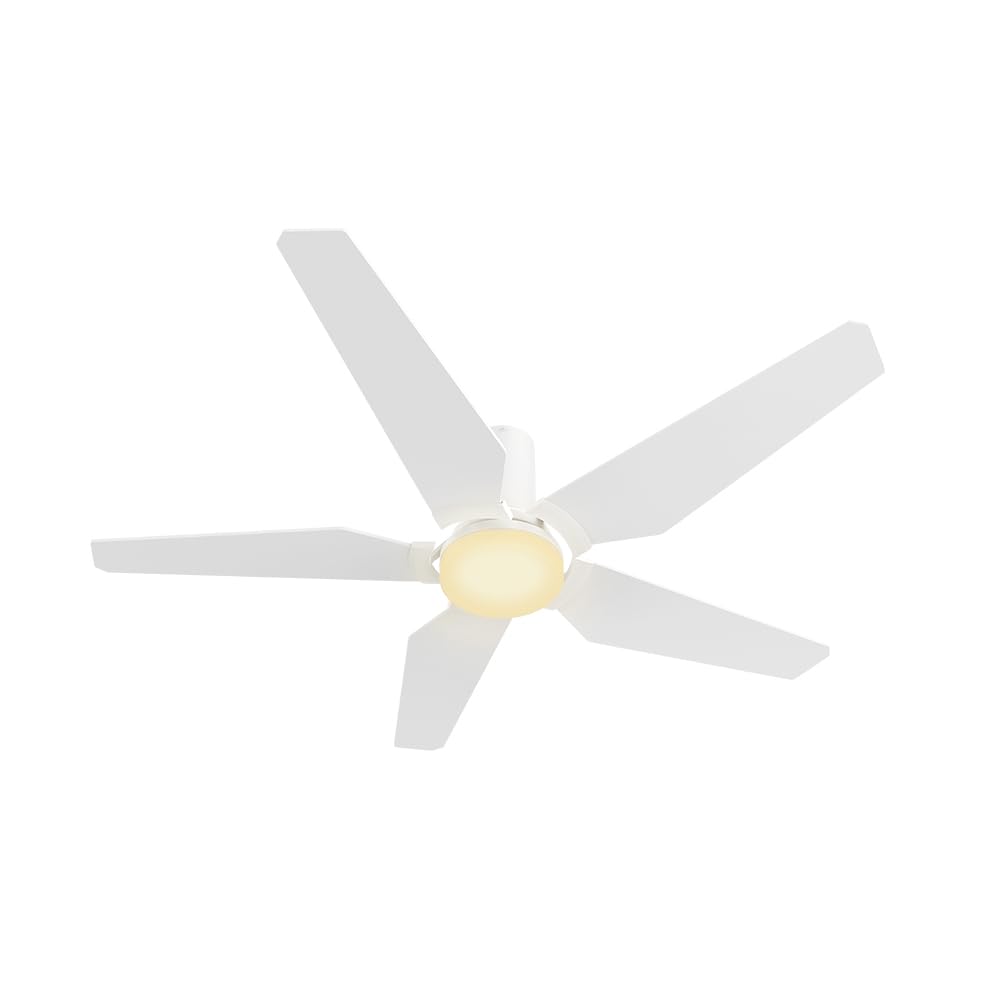 52 Inch Smart Ceiling Fan with Lights - Indoor/Outdoor Use, Remote Control, Dimmable LED Light Kit, Works with Alexa, Google Assistant & Siri - Perfect for Living Rooms, Bedrooms, and Patios (White)