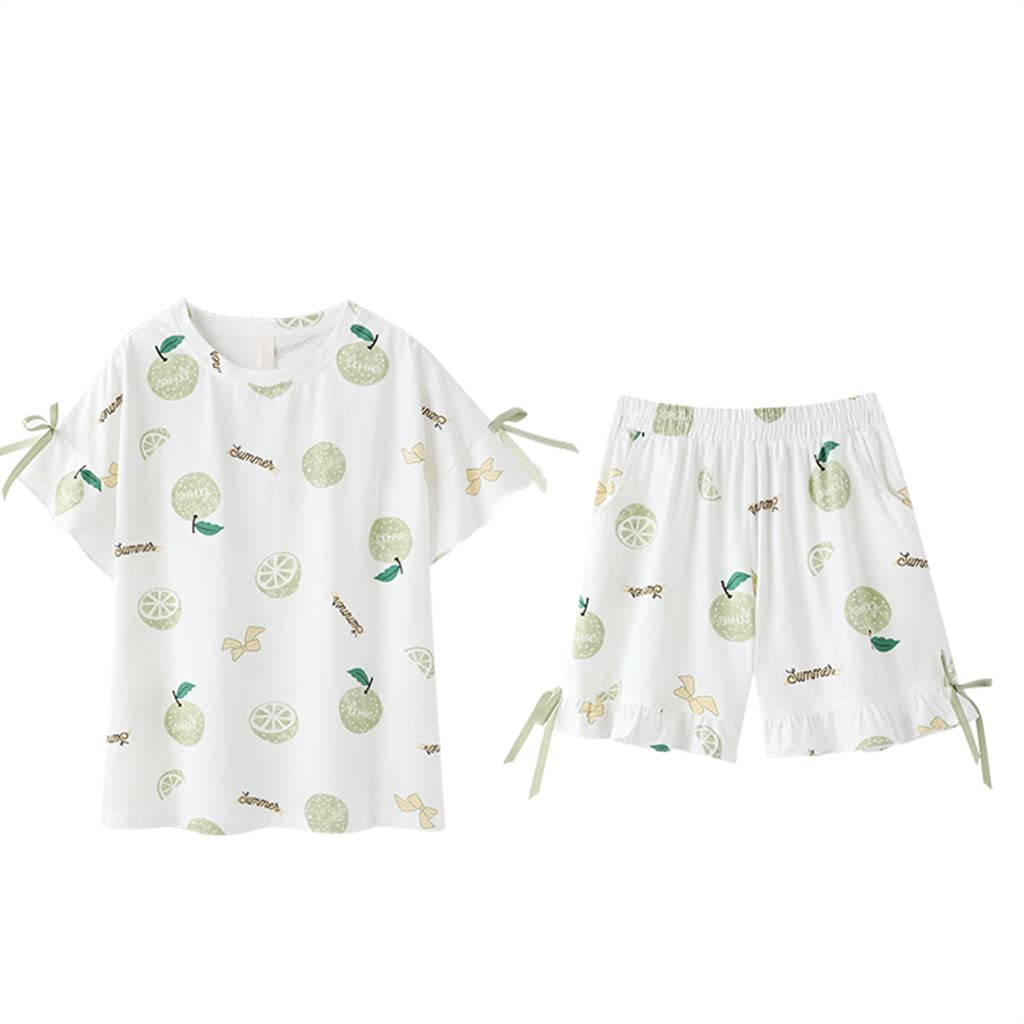 Women's Summer Cotton Pajama Set - Short Sleeve & Shorts for Home, Lounge & Sleep | Soft Breathable Nightwear | XL Size | Multiple Colors Available | Perfect for Relaxing, Vacation & Bedtime Comfort