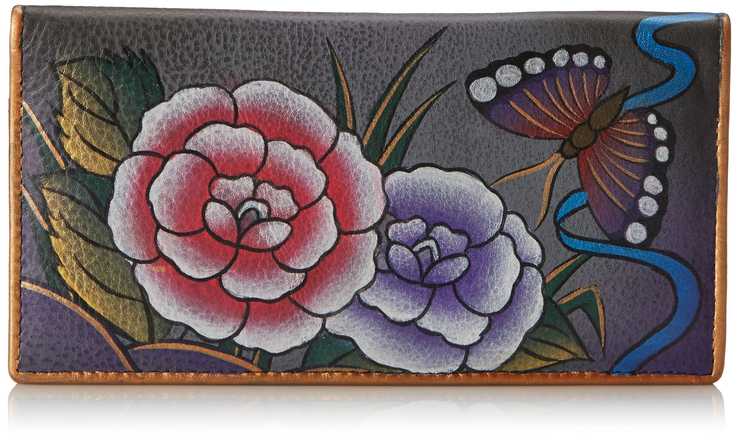 Anuschka Hand Painted Genuine Leather Two Fold Slim Wallet for Men & Women - Perfect for Everyday Use, Travel & Gift Giving