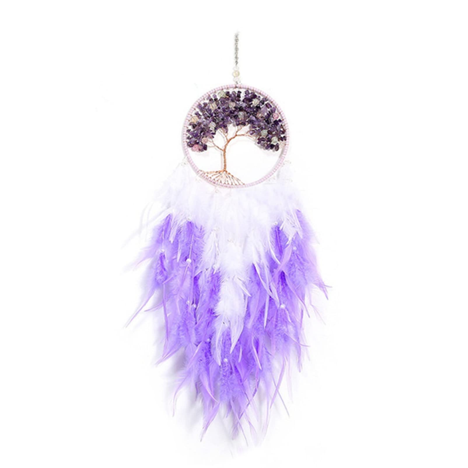 Dream Catcher for Girls Room Decor - Boho Feather Ornaments with Lace Ribbons & LED Lights | Perfect for Bedroom, Nursery, and Teen Girl Gift Ideas