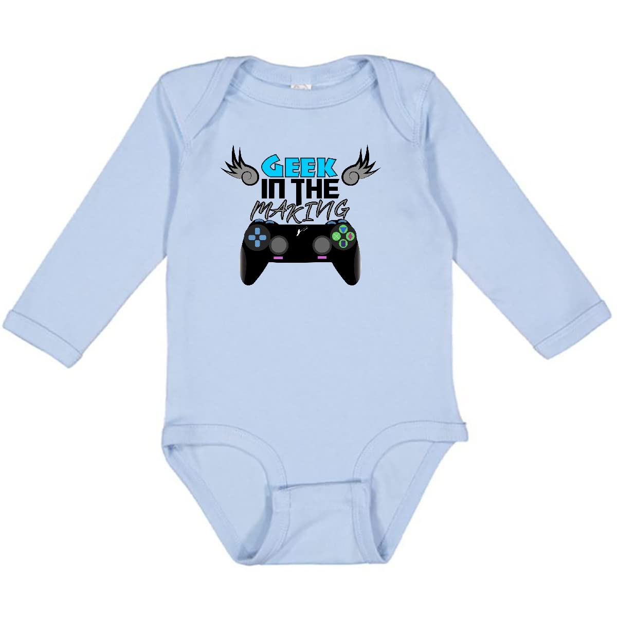 Inktastic Geek in The Making Black Video Game Controller Long Sleeve Baby Bodysuit - Perfect for Gamer Parents & Gaming-Themed Baby Showers