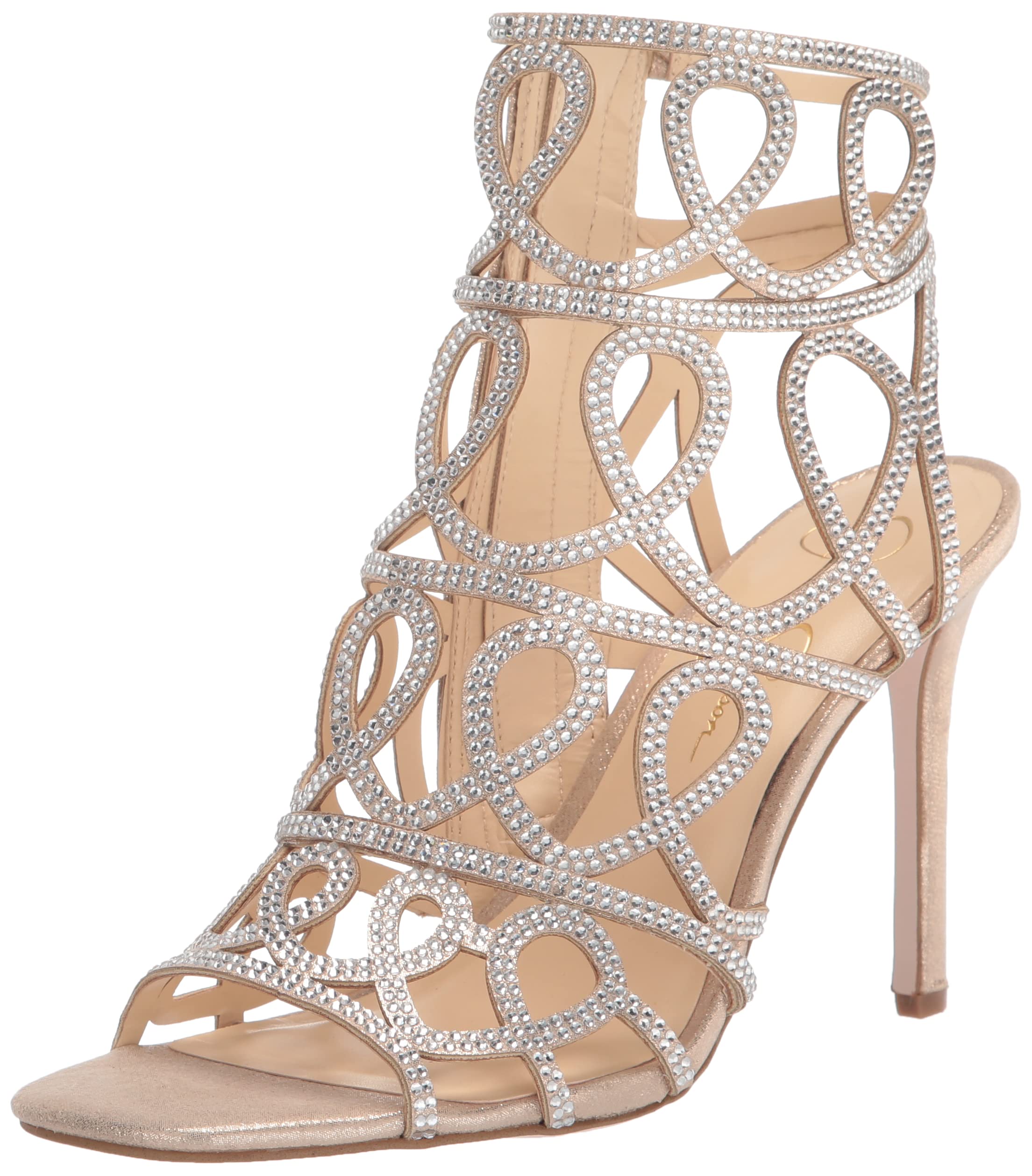 Jessica Simpson Women's Opalite Rhinestone Embellished Caged Stiletto Heels - Elegant High Heels for Parties, Weddings & Special Occasions