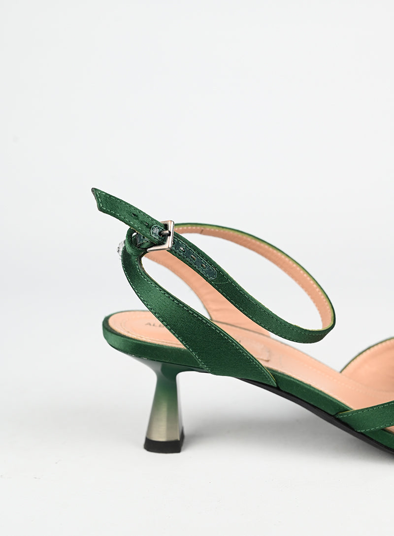Alberta Ferretti Green Satin Sandals Size 38 | Elegant Women's Dress Sandals for Weddings & Evening Events