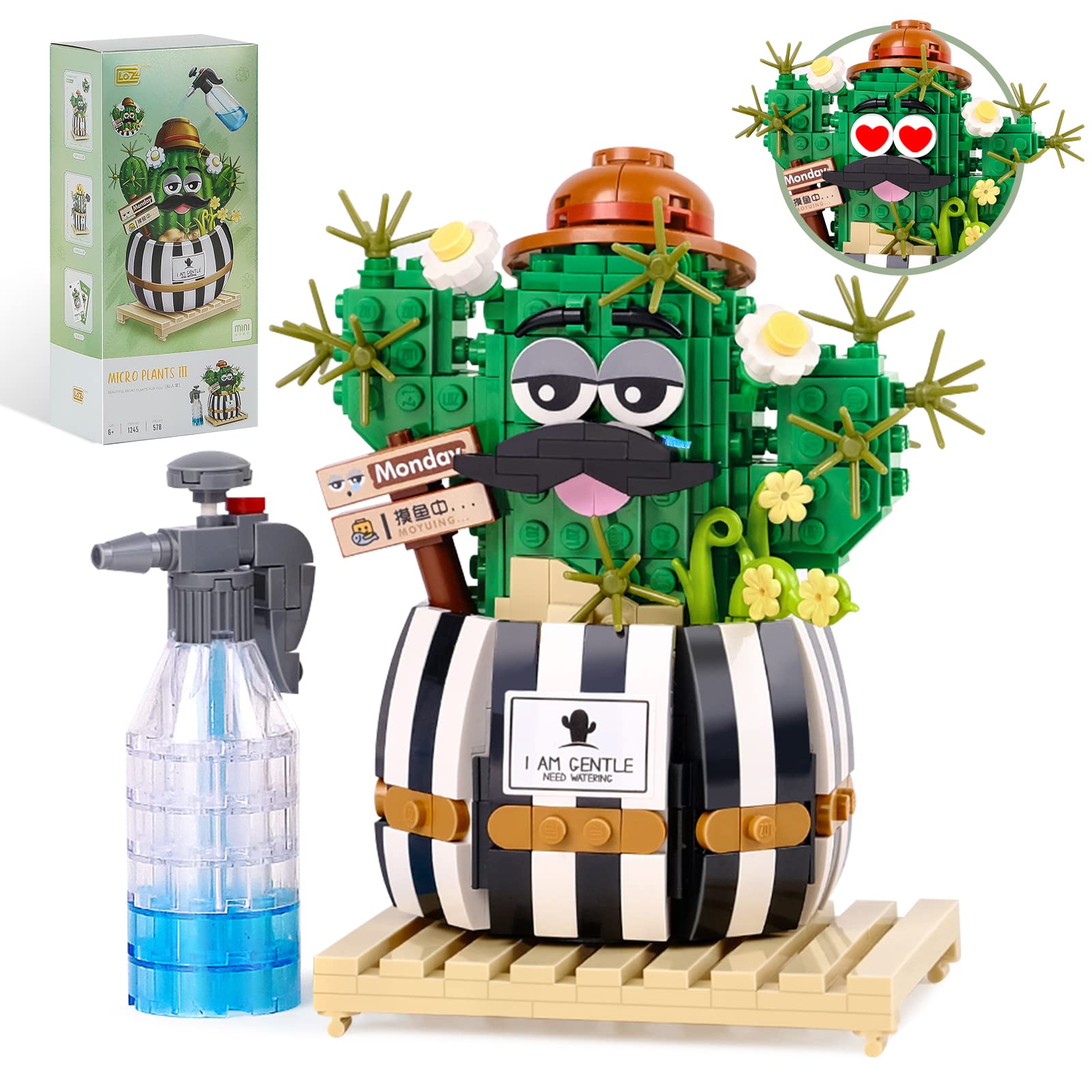 QLT Mini Bricks Cactus Bonsai Building Blocks Set - 578 PCS DIY Creative Home Decor, Botanical Collection Gift for Girls Ages 8-12 - Perfect for Room Decoration, Birthday Gifts & STEM Learning Activities (Not Lego Compatible)