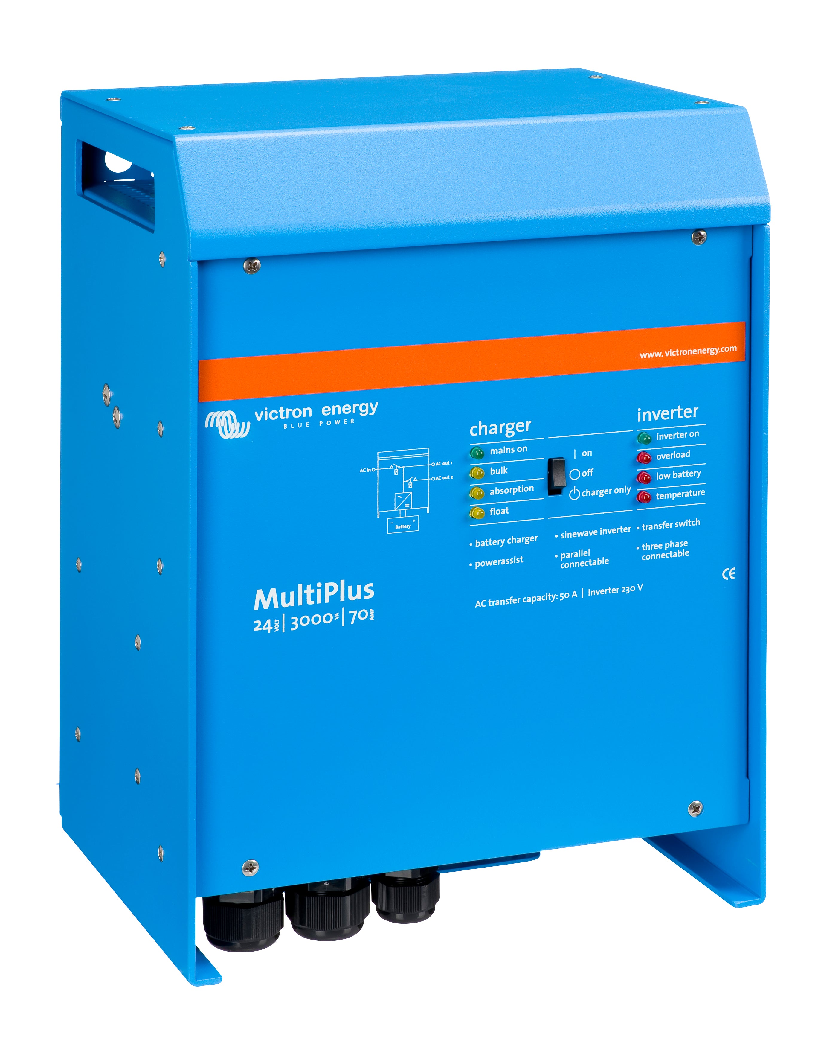 Victron Energy MultiPlus 24V 3000VA 70A 50Hz 120V Inverter Charger with VE.Bus | PMP243021102 - Perfect for Off-Grid Solar Systems, RVs, and Marine Applications