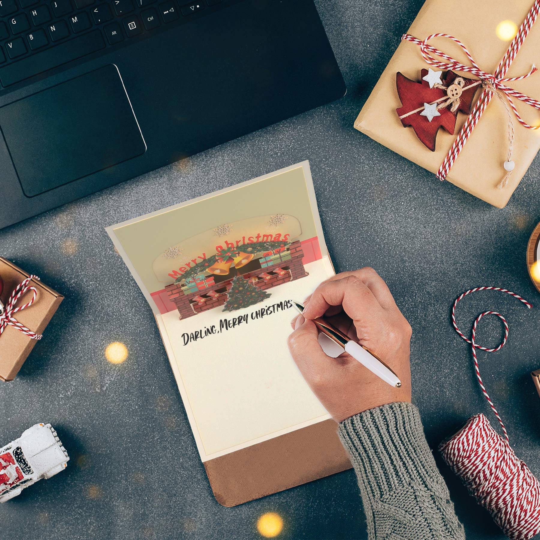 3D Christmas Pop Up Greeting Cards - Handmade Holiday Thank You Cards with 7 Envelopes for Xmas, Valentine's Day Gifts (7Pcs) - Perfect for Holiday Greetings, Office Party Favors & Family Keepsakes