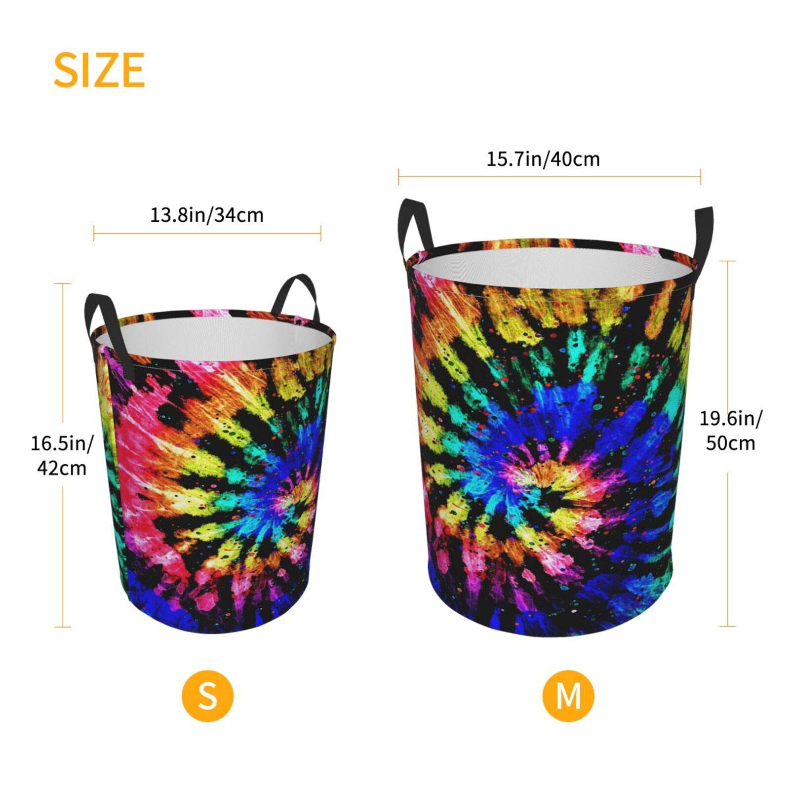 Foruidea Blue Purple Tie Dye Laundry Basket - Collapsible Clothes Hamper with Oxford Fabric, Storage Bin for Home, Office, Dorm & Nursery - Perfect for Organizing Clothes, Toys, and Gifts (Great Space-Saving Solution)