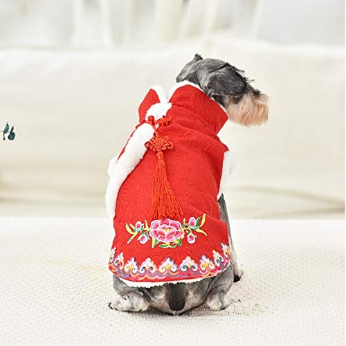 2 PCS Warm Winter Dog Clothes - Thickened Cheongsam Tang Suit Outfit for Large Dogs, XXL Size, Red | Perfect for Cold Weather, Holidays & Photo Shoots