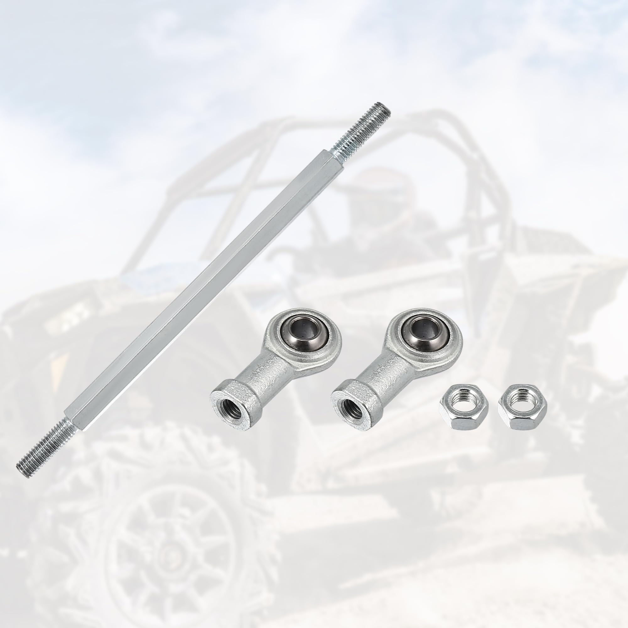 Motoforti 2pcs 185mm Adjustable Steering Tie Rod Ball Joint with 8mm Hole Diameter for 49cc Electric ATV & Go Kart - Silver Tone | Perfect for Steering Column & Suspension Upgrades | Ideal for Off-Roading, Racing & DIY Kart Maintenance
