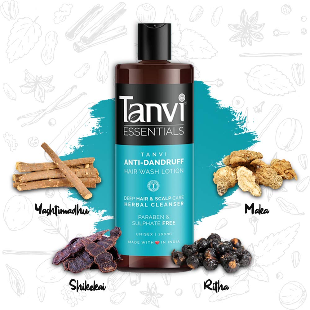 Tanvi Essentials Unisex Anti Dandruff Shampoo - Sulfate & Paraben Free Hair Cleanser for Dry Scalp & Itchy Scalp (100ml) - Gentle Daily Use for Men & Women, Perfect for Sensitive Scalp & Dandruff Control