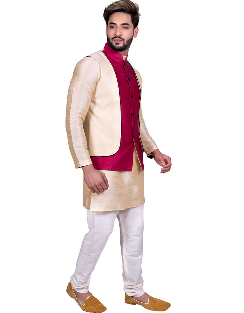 Elegant Beige Kurta with Art Silk Chudidaar - Traditional Indian Ethnic Wear for Women - Perfect for Festivals, Weddings & Special Occasions