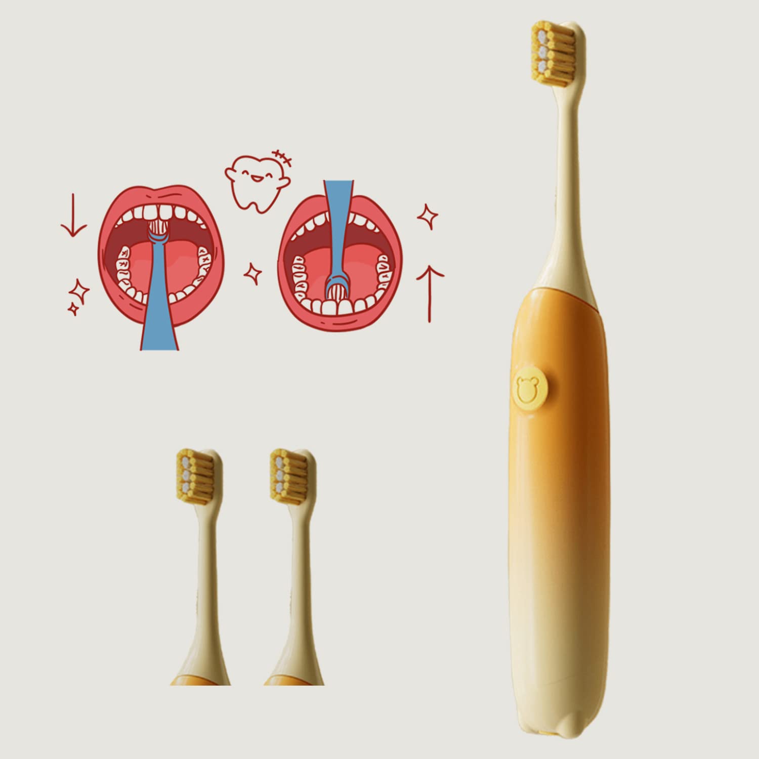 Kids Electric Sonic Toothbrush with 2-Minute Timer - USB-C Fast Charging, Soft Bristles for Children & Teens (Orange) - Perfect for Gentle Teeth Cleaning at Home & Travel