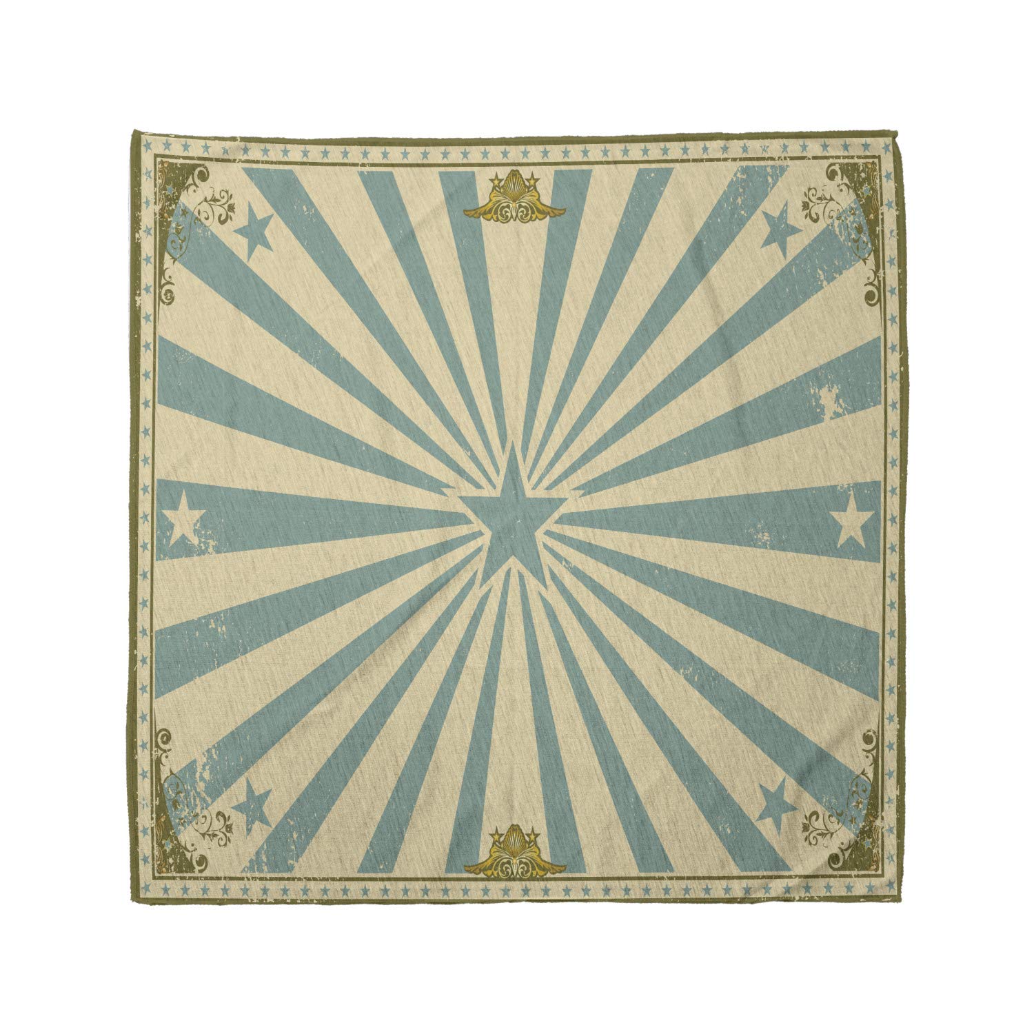 Ambesonne Circus Bandana - Stars Beams Rays Frame Design - Unisex Head & Neck Scarf for Men & Women - Perfect for Music Festivals, Outdoor Concerts & Vintage Style Outfits