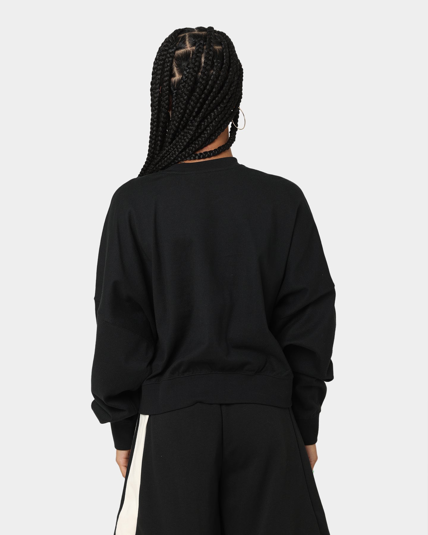 Adidas Women's Oversized Sweatshirt - Black Cotton Pullover Hoodie for Casual Wear, Lounge & Street Style Fashion
