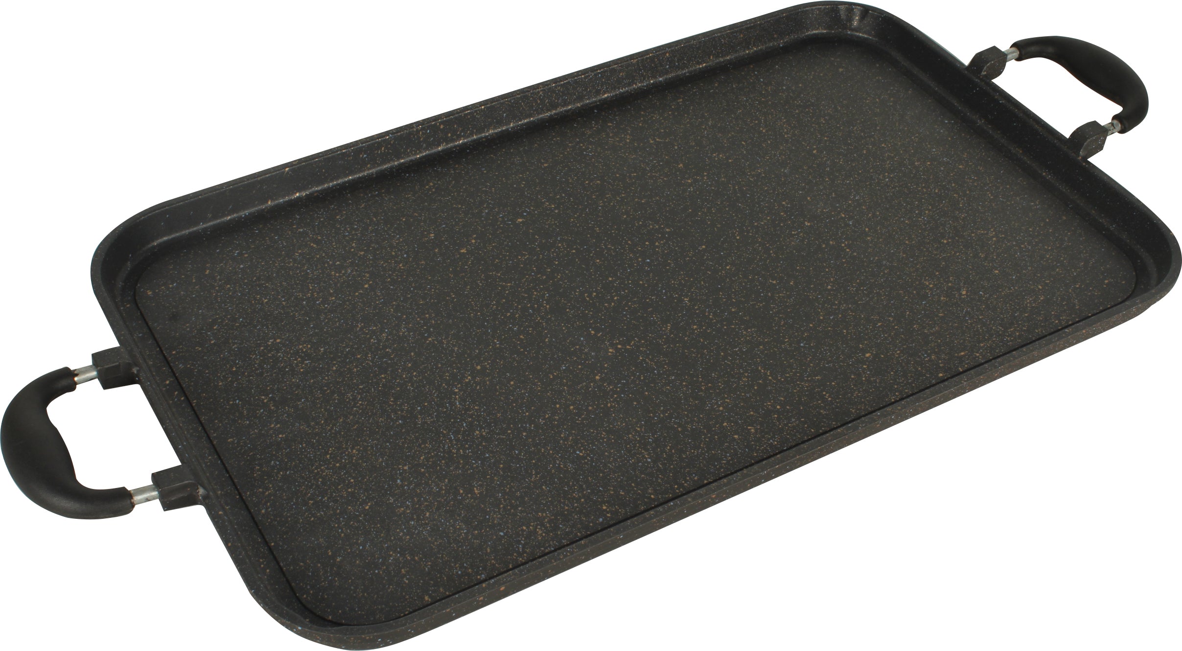 NEWARE Cast Thick Aluminum Marble Double Griddle 19x11.5 Inch - Heavy Duty Grill Pan for Gas Stoves, Perfect for Outdoor Camping & Backyard BBQ Cooking