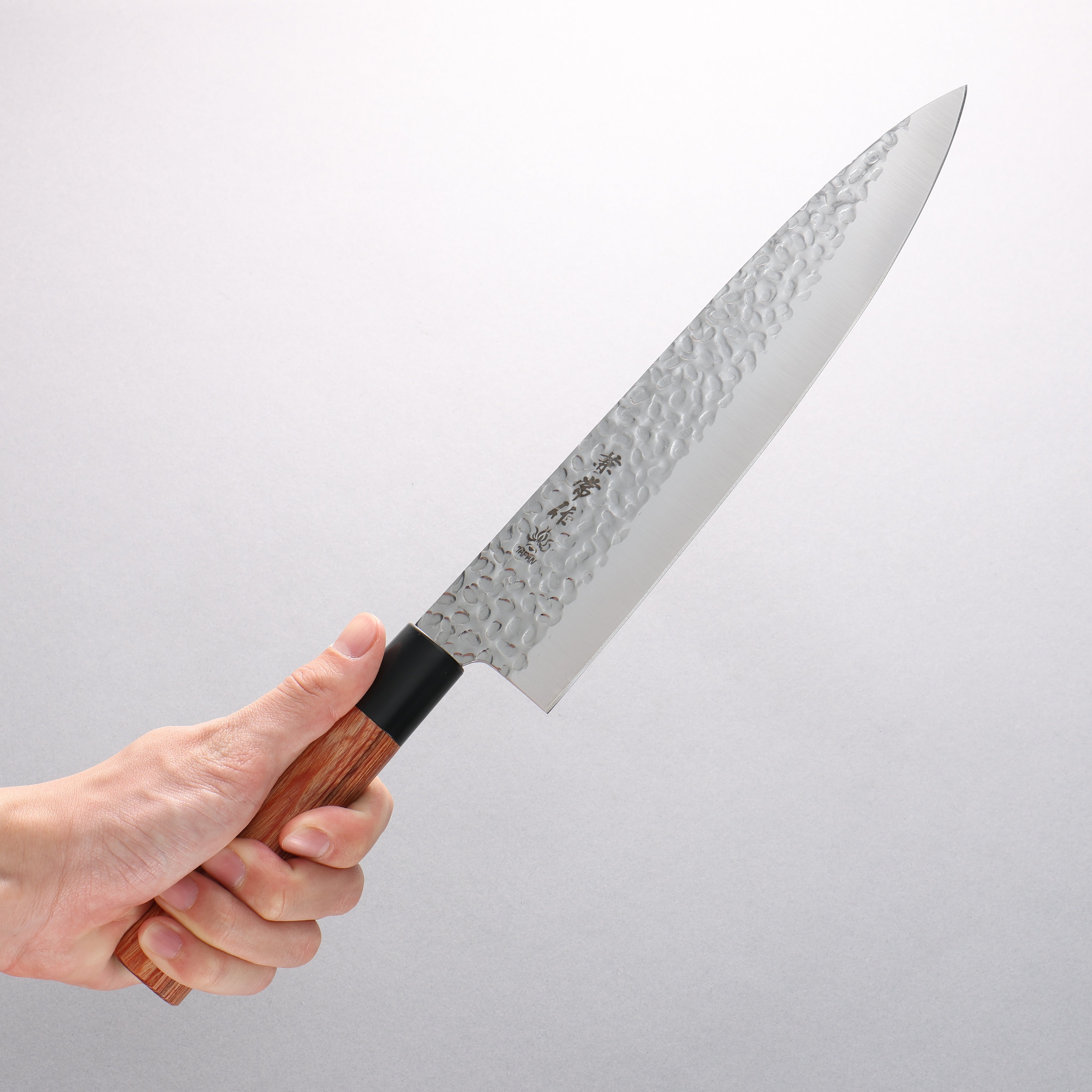Kanetsune DSR 1K6 Hammered Gyuto Japanese Chef Knife 240mm - Red Pakka Wood Handle - High Carbon Steel Blade for Professional Cooking & Meat Cutting