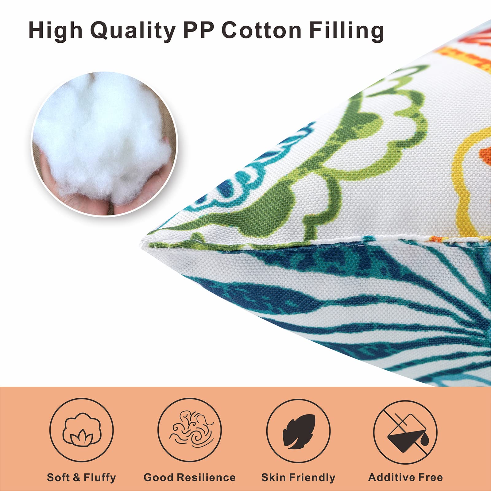 Waterproof Outdoor Pillows Set of 2 - 18×18 Inch Decorative Square Throw Pillows with Inserts for Patio Furniture (Paisley Print) - Perfect for Garden, Poolside & Outdoor Lounge Areas