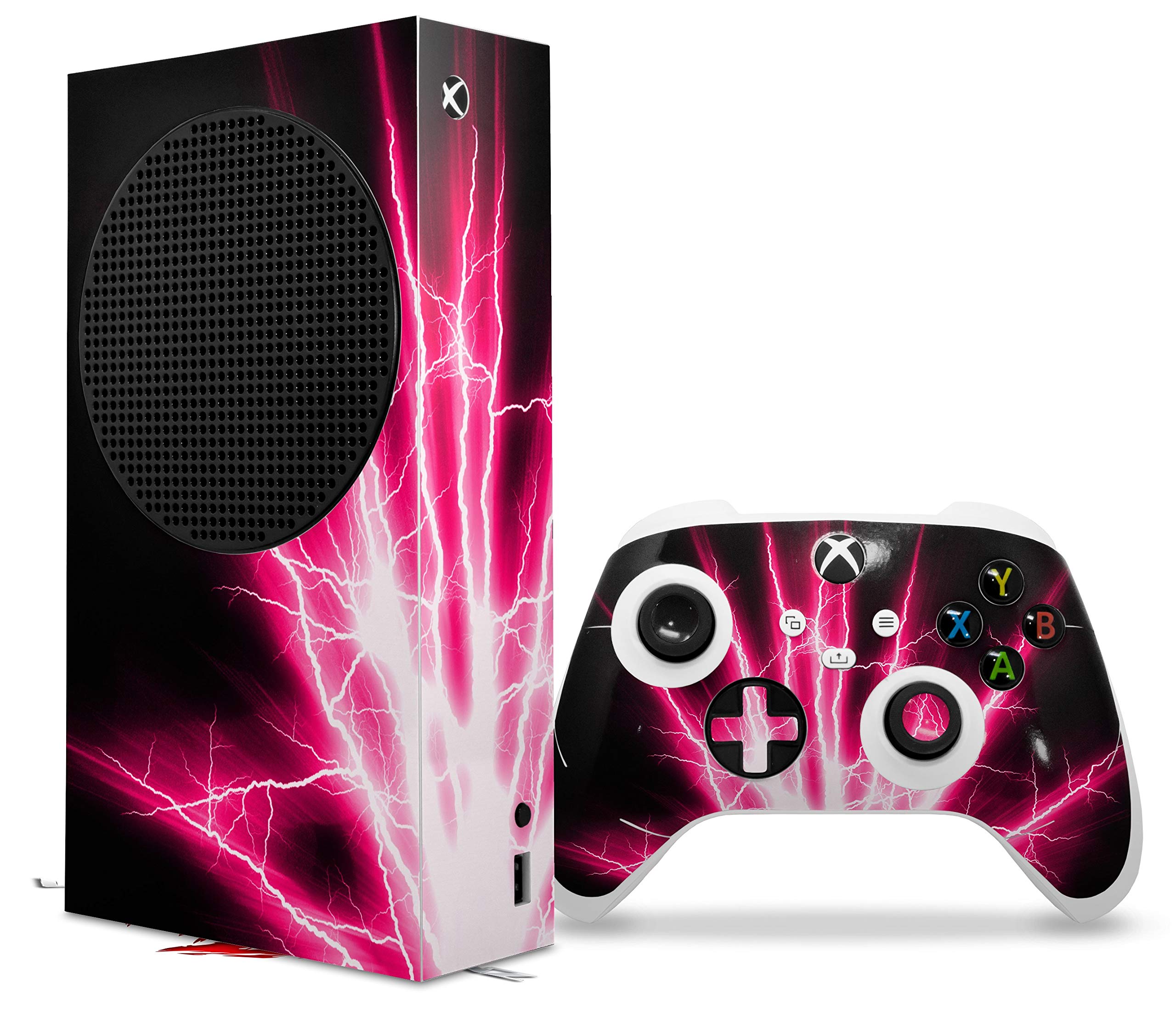 XBOX Series S Console & Controller Vinyl Wrap Skin Decal - Lightning Pink | Protective Custom Gaming Skin for XBOX Series S | Perfect for Gaming Setups, Streamer Backgrounds & Personalization