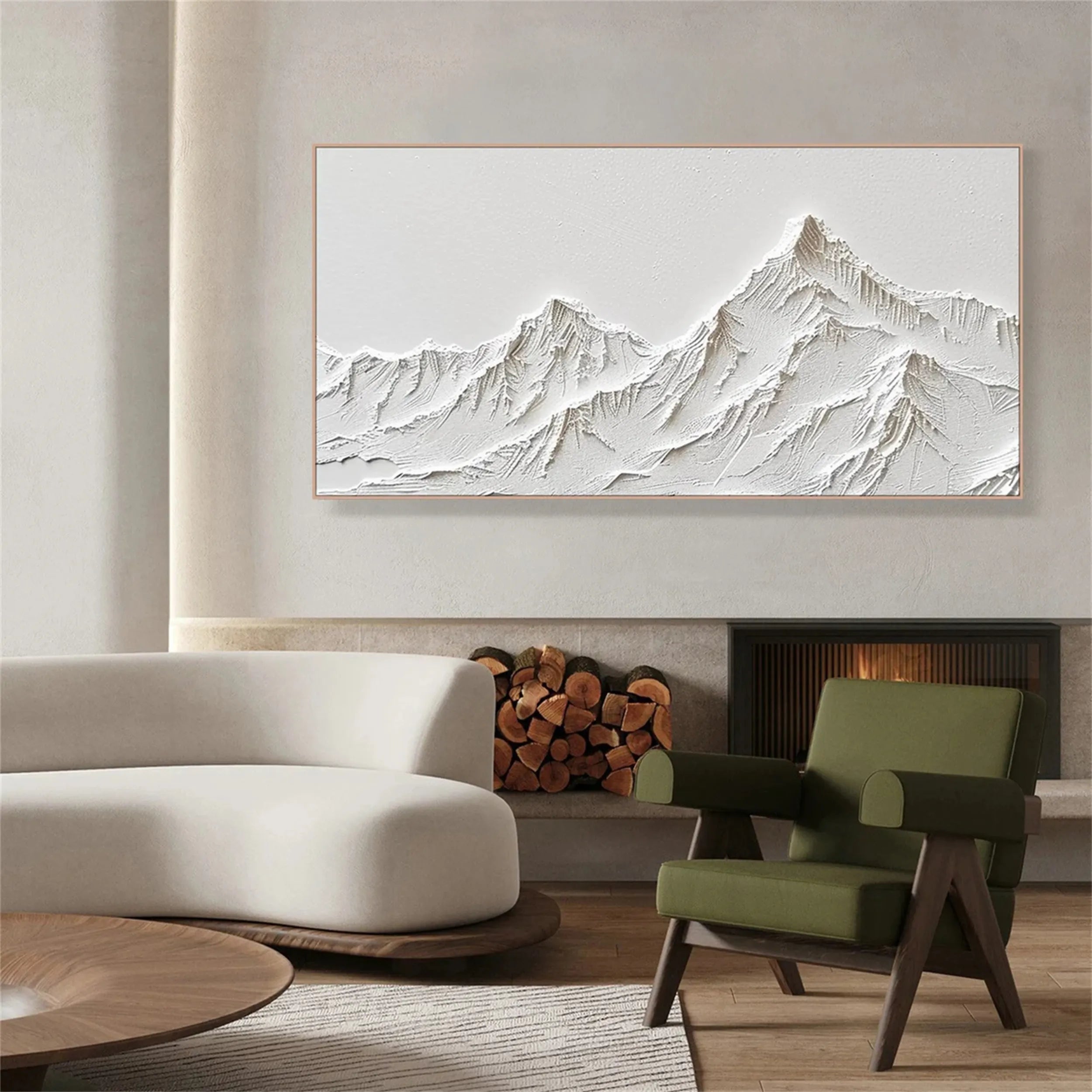 White Minimalist Textured Painting Canvas #MM249 - Abstract Wall Art for Modern Home & Office Decor