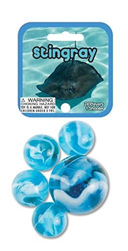 Stingray Marble NET - 24 Player Marbles & 1 Shooter Marble Set for Kids Games, Family Fun, and Classic Marble Shooting Competitions | Perfect for Indoor & Outdoor Play, Birthday Gifts, and STEM Learning Activities