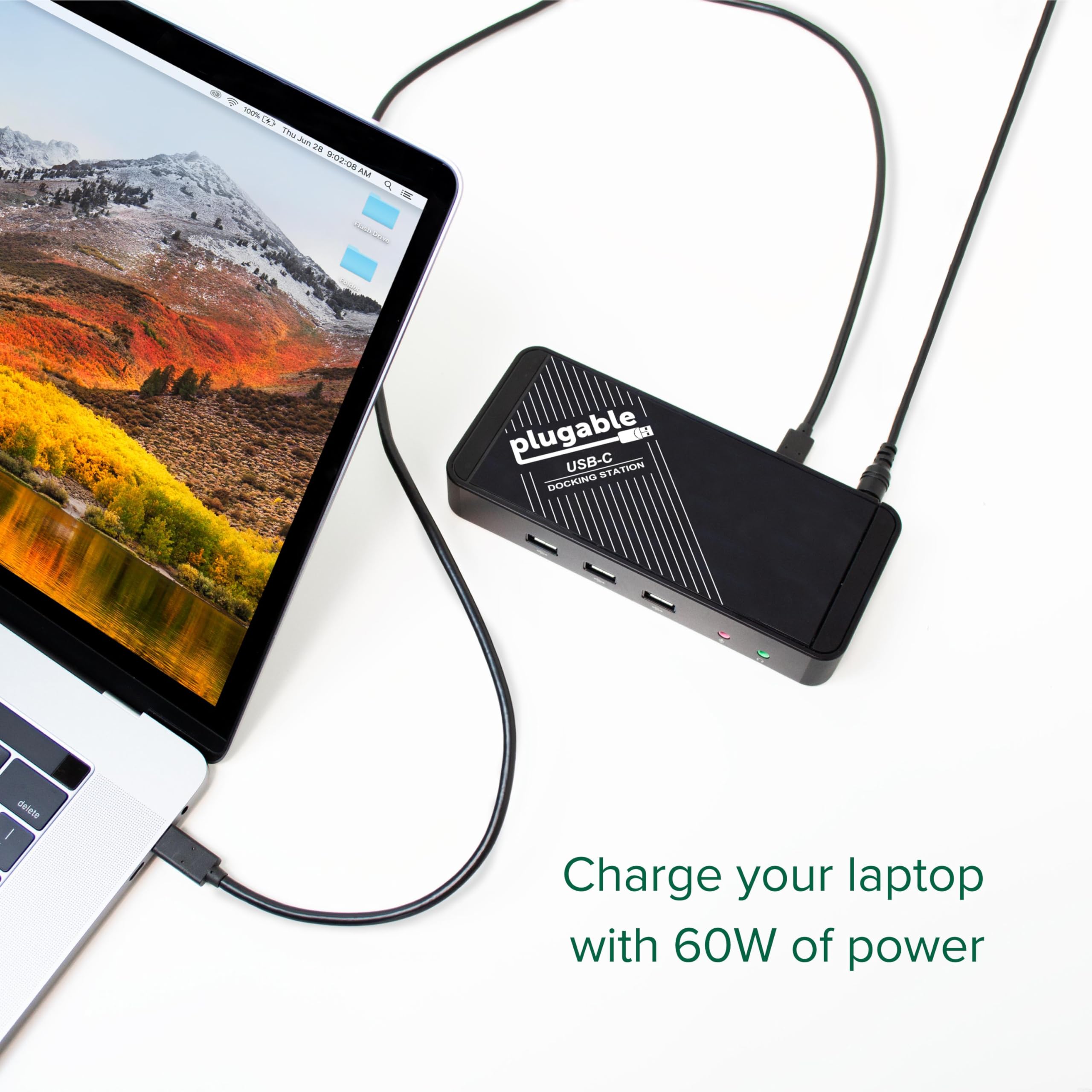 Plugable USB-C Docking Station with 4K HDMI, 60W PD Charging, Ethernet, 5 USB Ports - Thunderbolt 3/4 & USB4 Compatible for MacBook, Windows, Chromebook - Home Office & Gaming Setup Accessory