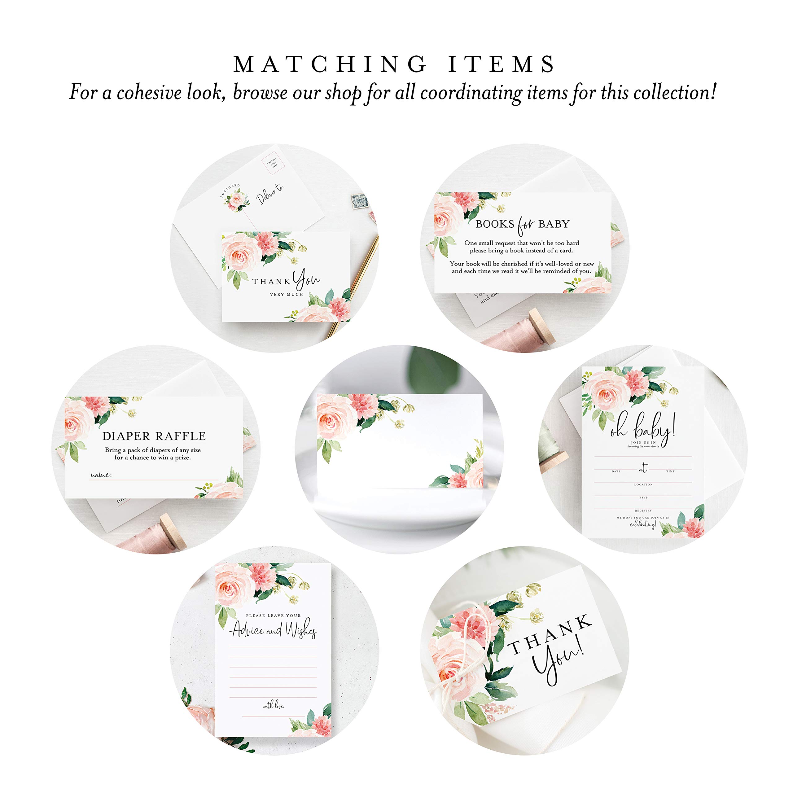 Bliss Collections Advice and Wishes Greeting Cards - 50 Pack Boho Floral Blush Pink & Greenery Design | Perfect for Weddings, Baby Showers, Bridal Showers, Graduation & Special Events | 4x6 Inch Blank Cards for Heartfelt Messages