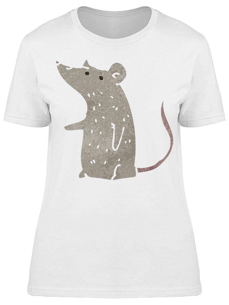 Women's Gray Mouse Graphic T-Shirt - Soft Cotton Casual Tee for Drawing, Art Lovers & Everyday Wear