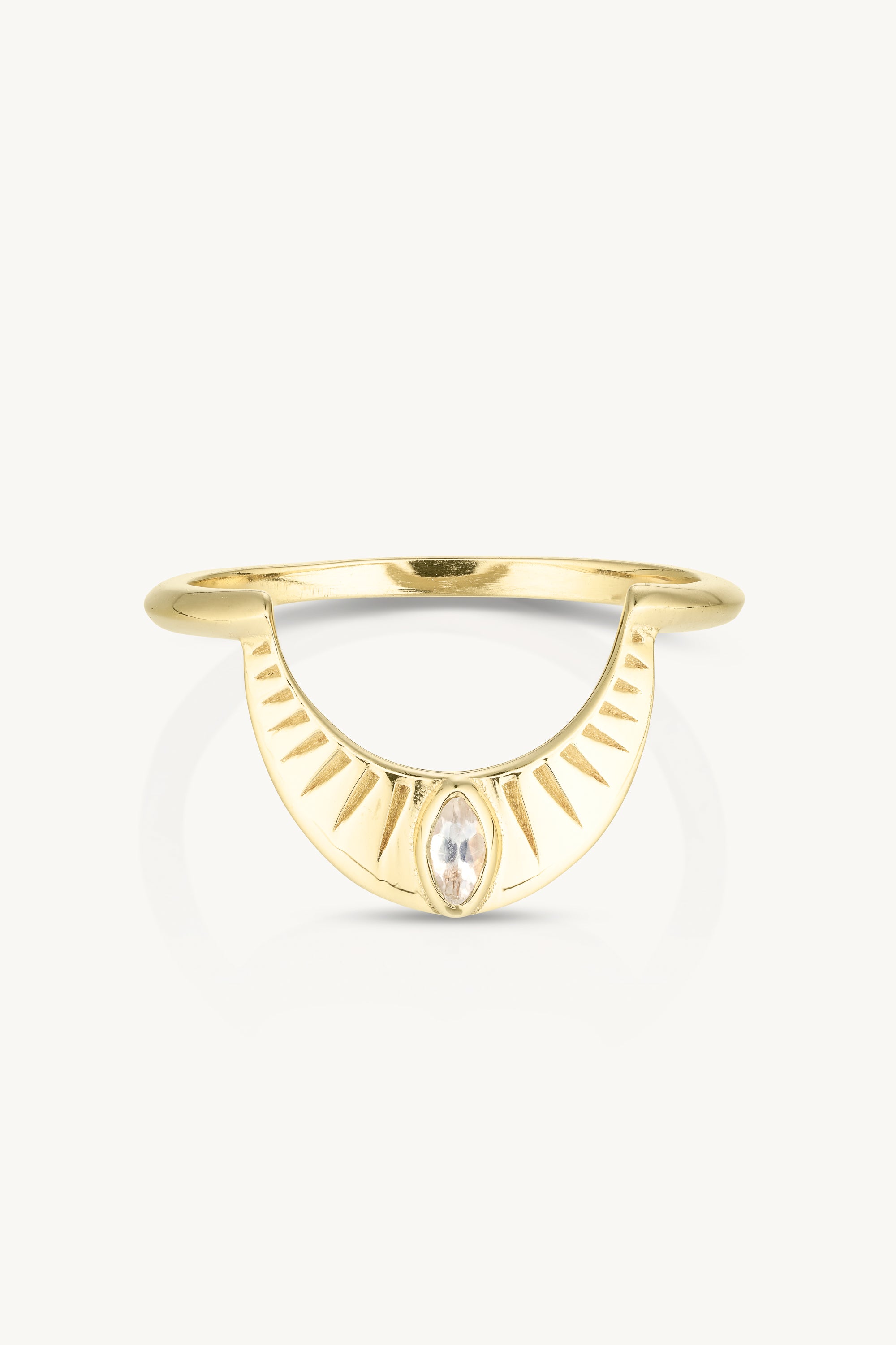 Natural Moonstone Halo Ring with Dawn Gold Finish - Elegant Boho Jewelry for Women - Perfect for Weddings, Parties & Everyday Wear