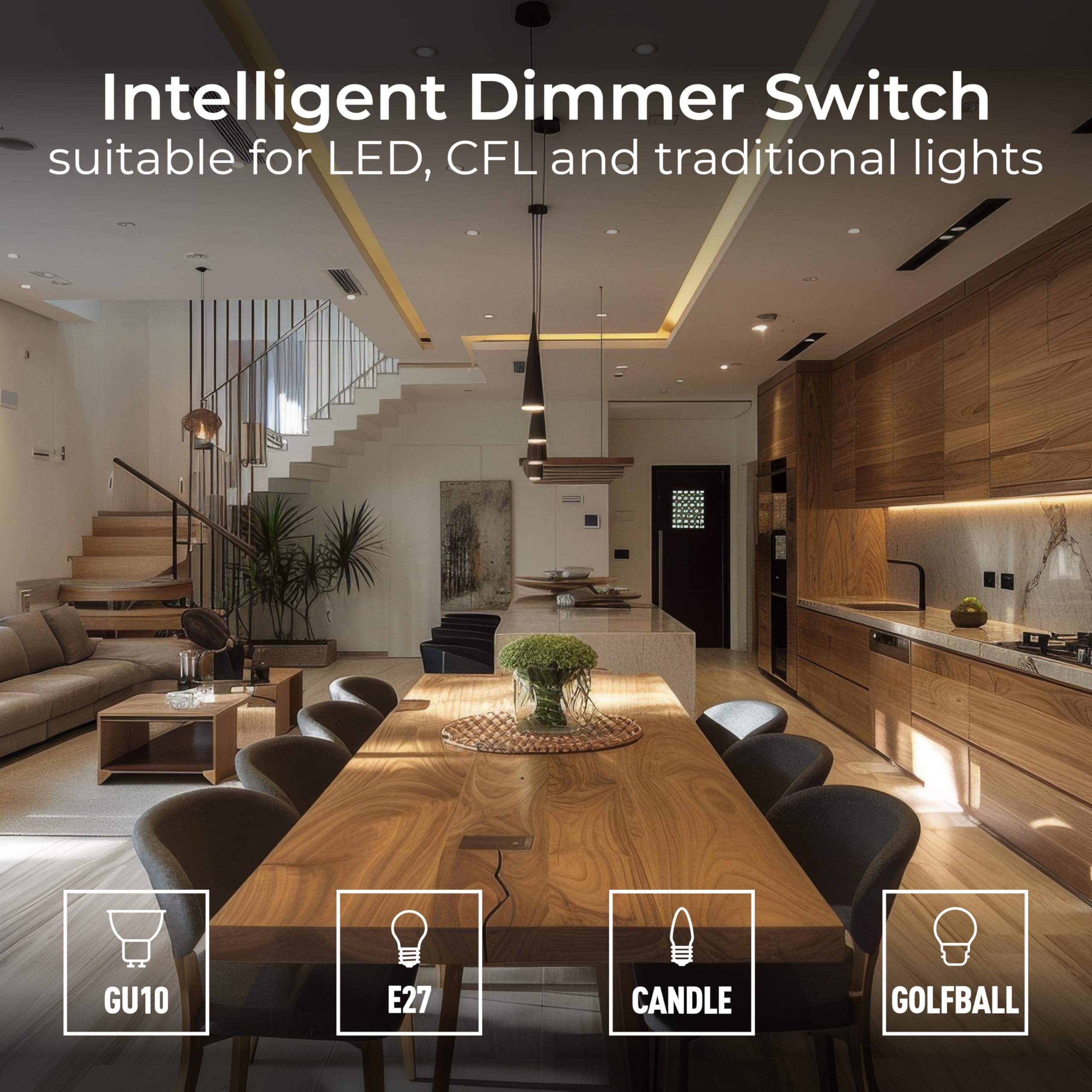 BG Electrical Smart 2-Way Double Wall Dimmer Switch - Screwless Flat Plate, Brushed Steel Finish, 200W, FBS82 - Perfect for Modern Homes & Smart Lighting Control
