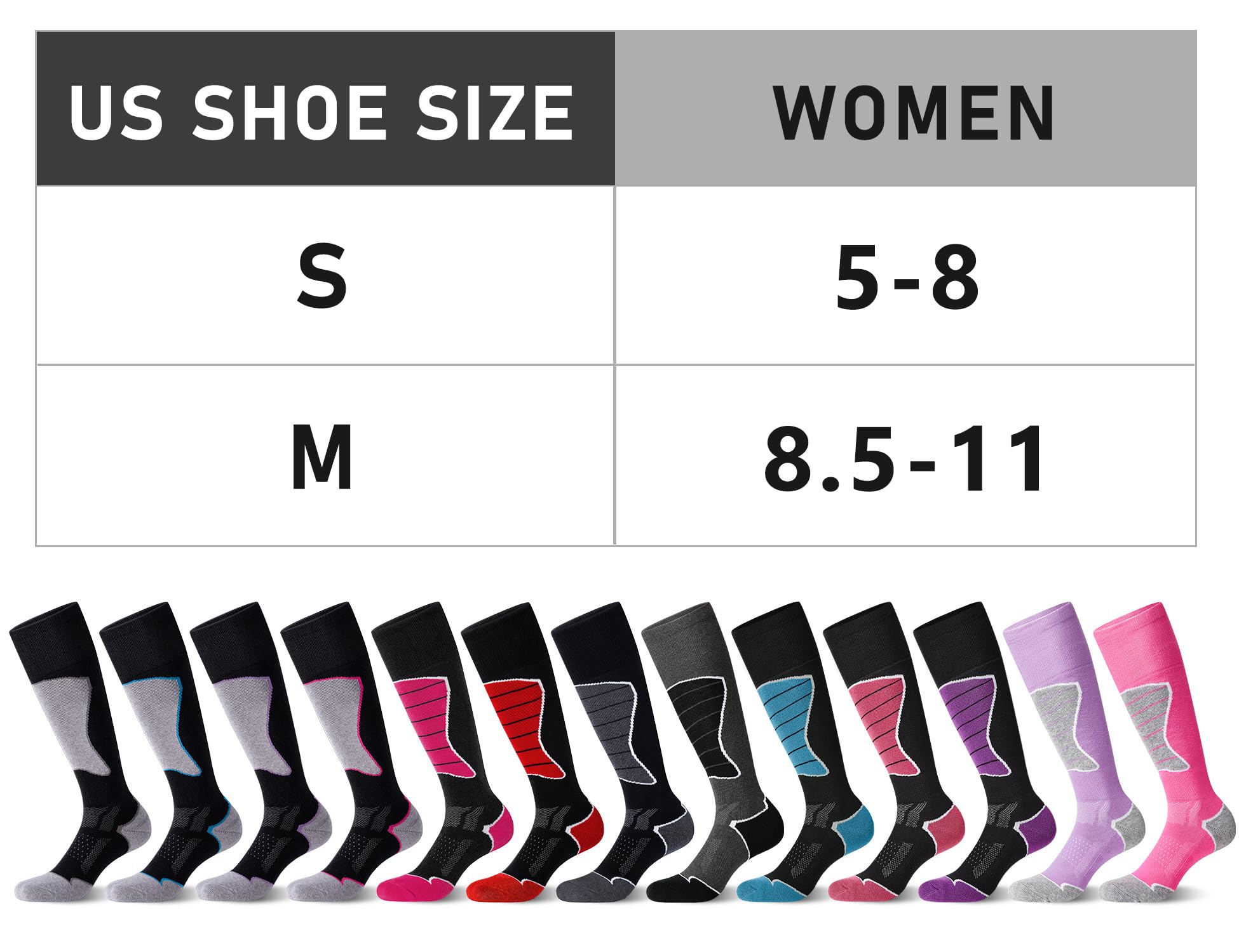 2/3 Pack Women's Thermal Ski Socks - Warm Winter Wool Blend for Skiing & Snowboarding - Perfect for Cold Weather Outdoor Activities