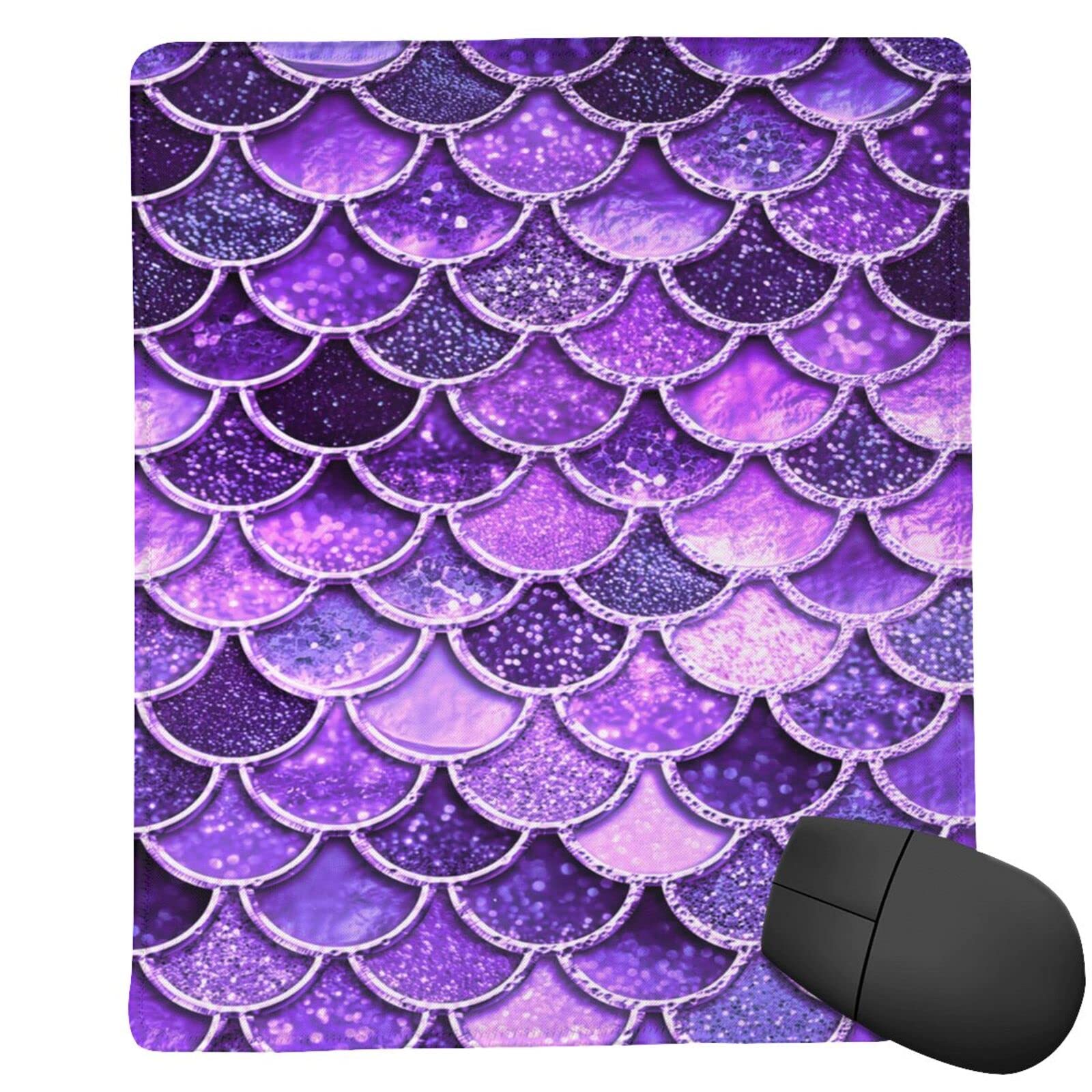 Purple Mermaid Scale Mouse Pad 25x30cm - Non-Slip, Thickened Desk Pad for Writing & Gaming | Durable, Anti-Deformation Computer Mouse Mat for Office & Home Workspace
