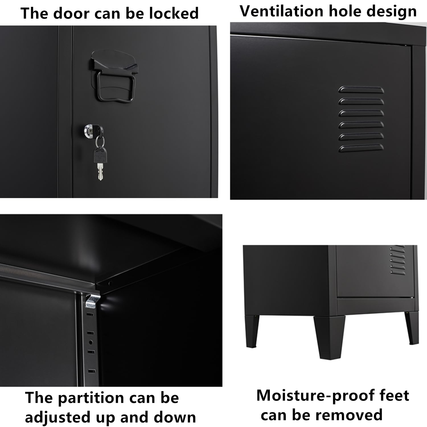 Metal Locker with Doors & Shelves - Secure Storage Cabinet for Small Spaces | Office, Garage, School & Gym Use | Employee & Personal Lockable Storage Solution