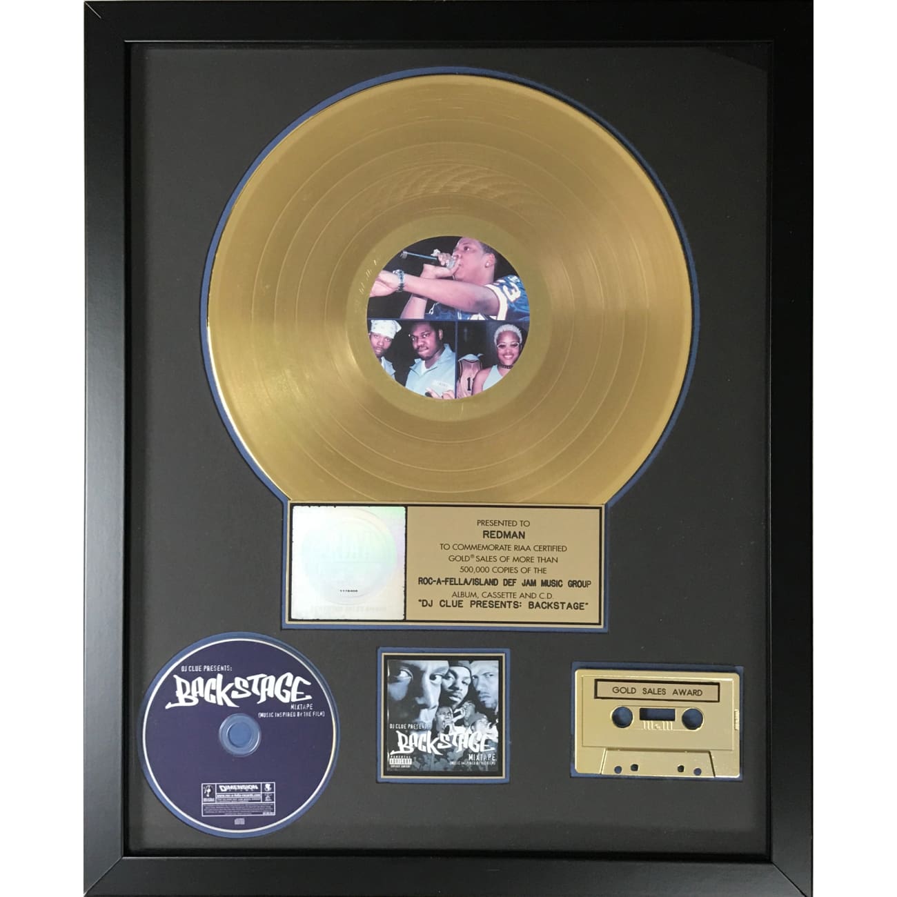 DJ Clue & Various Artists - Backstage: Mixtape Soundtrack RIAA Gold Album Award Presented to Redman | Rare Collectible Music Memorabilia | Perfect for Music Fans & Hip Hop Collectors