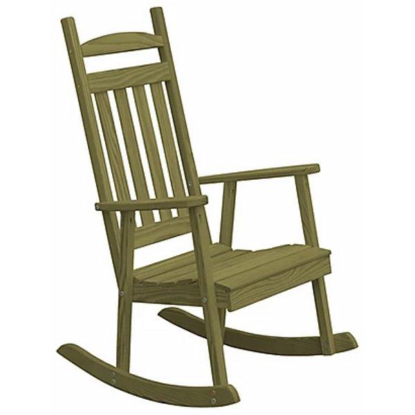 Yellow Pine Classic Porch Rocker - Handcrafted Wooden Rocking Chair for Outdoor Patio, Garden & Front Porch Relaxation | Perfect for Reading, Sunbathing & Enjoying Nature