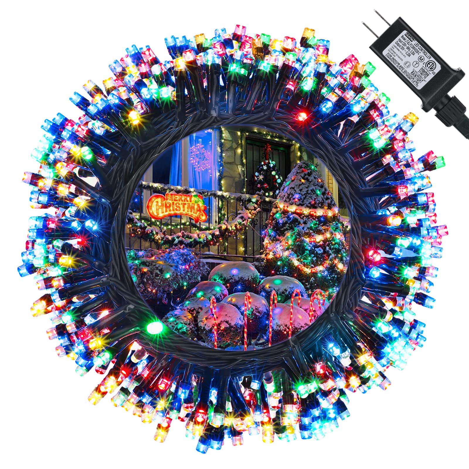 300 LED Christmas String Lights - 114ft Connectable Outdoor Christmas Lights with Timer & 8 Modes, Multicolor Fairy Twinkle Lights for Xmas Tree Decorations (Indoor/Outdoor Use - Perfect for Holiday Parties, Home Decor, Garden, Patio & Yard Lighting)