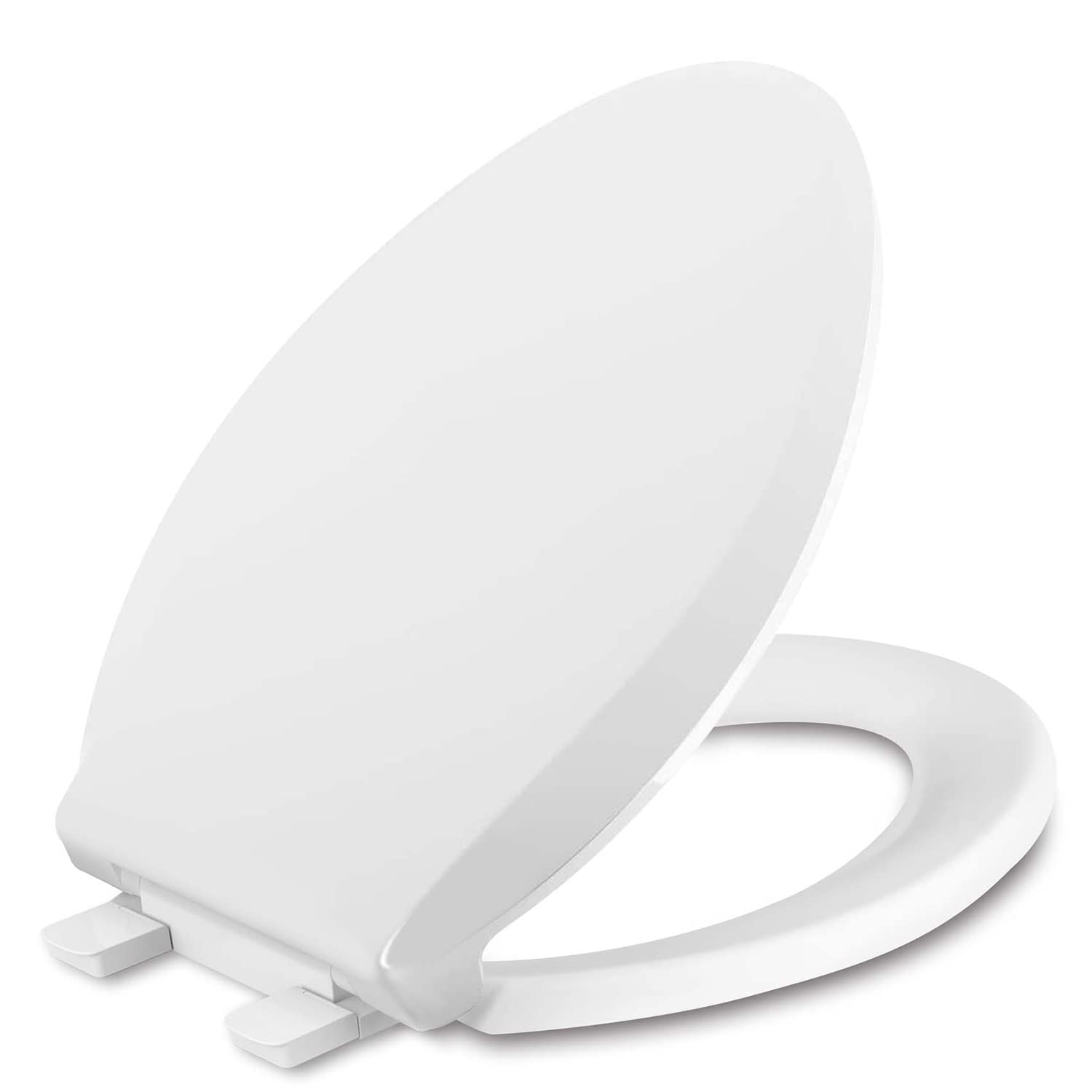 Elongated Toilet Seat with Slow Close Quick-Release Hinges - Heavy Duty Soft Close Oval Toilet Seat for Elongated Toilets - Quiet Close Lid & Seat - Easy to Install & Clean - Durable White Toilet Seat for Bathroom, Home & Commercial Use